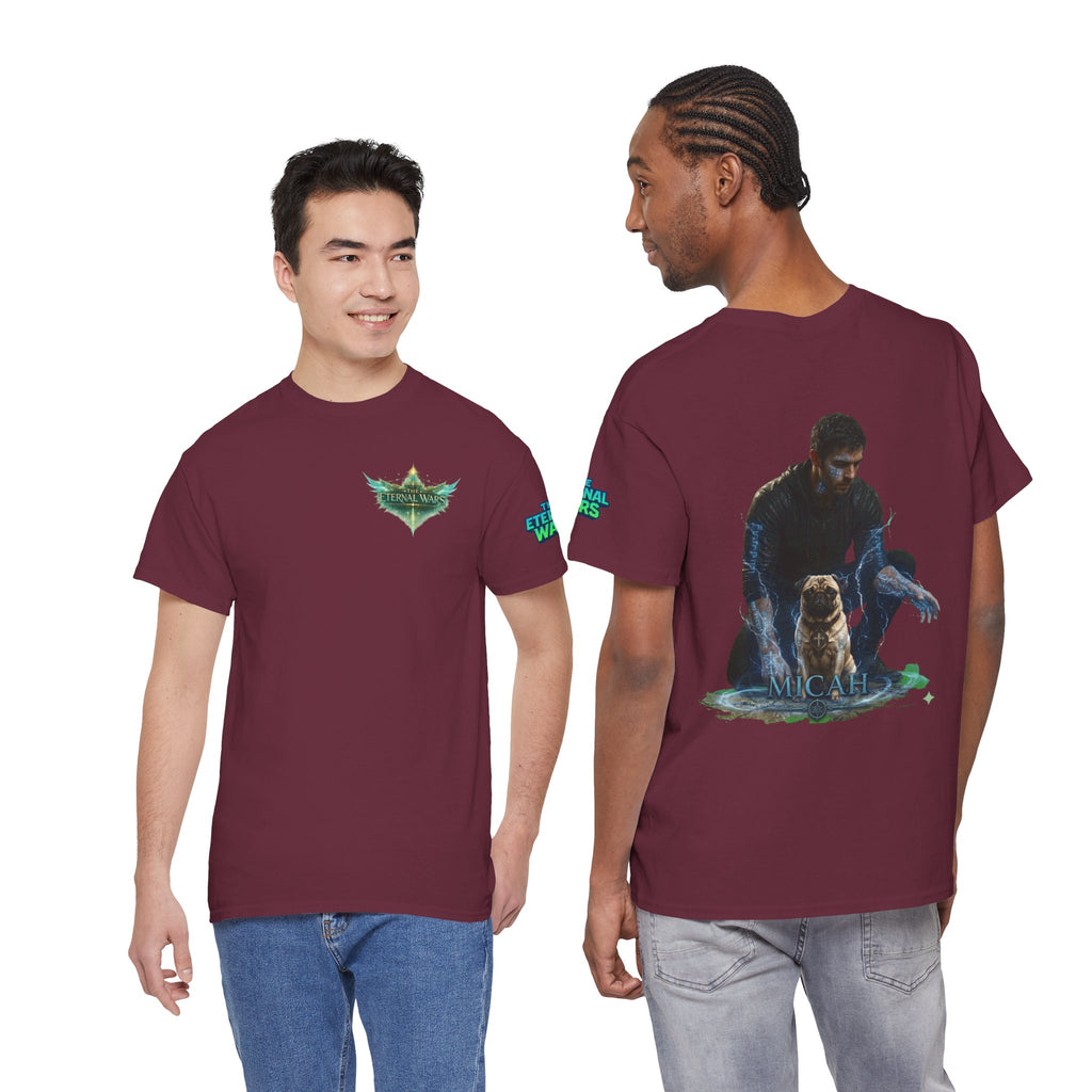 T-Shirt — Nature Warrior Graphic Tee with Man and Dog Illustration