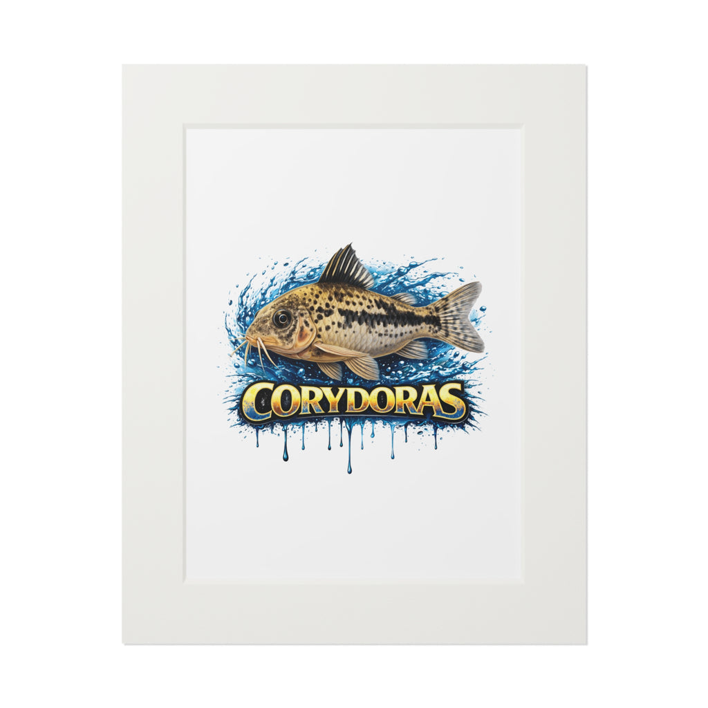 Peppered Corydoras Fish Fine Art Print with Passepartout Frame