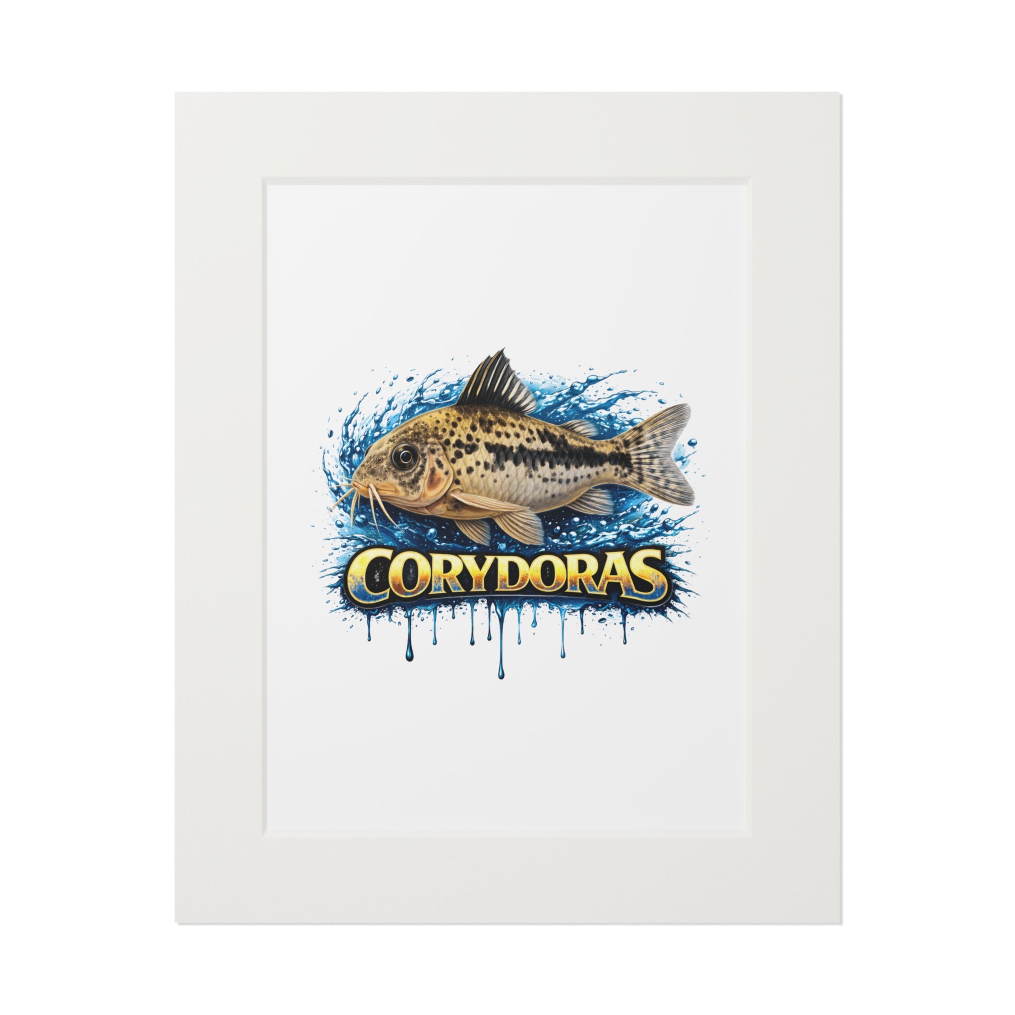 Peppered Corydoras Fish Fine Art Print with Passepartout Frame