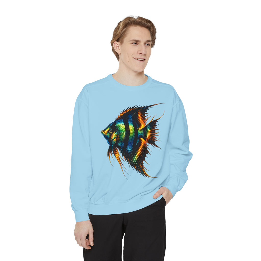 Angelfish Art Sweatshirt — Colorful Aquarium Fish Graphic Sweatshirt
