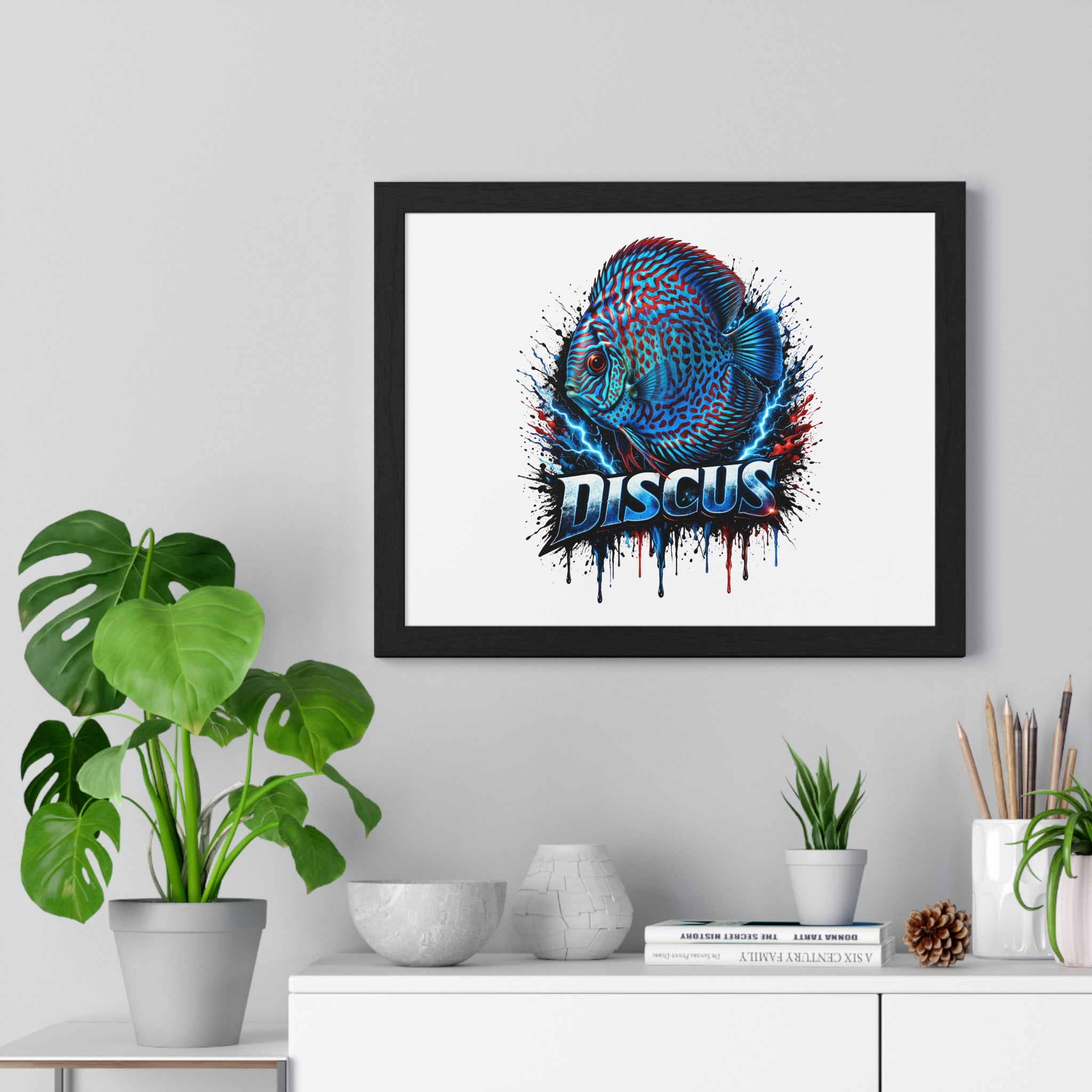 Discus Fish Framed Poster — Colorful Aquarium Artwork