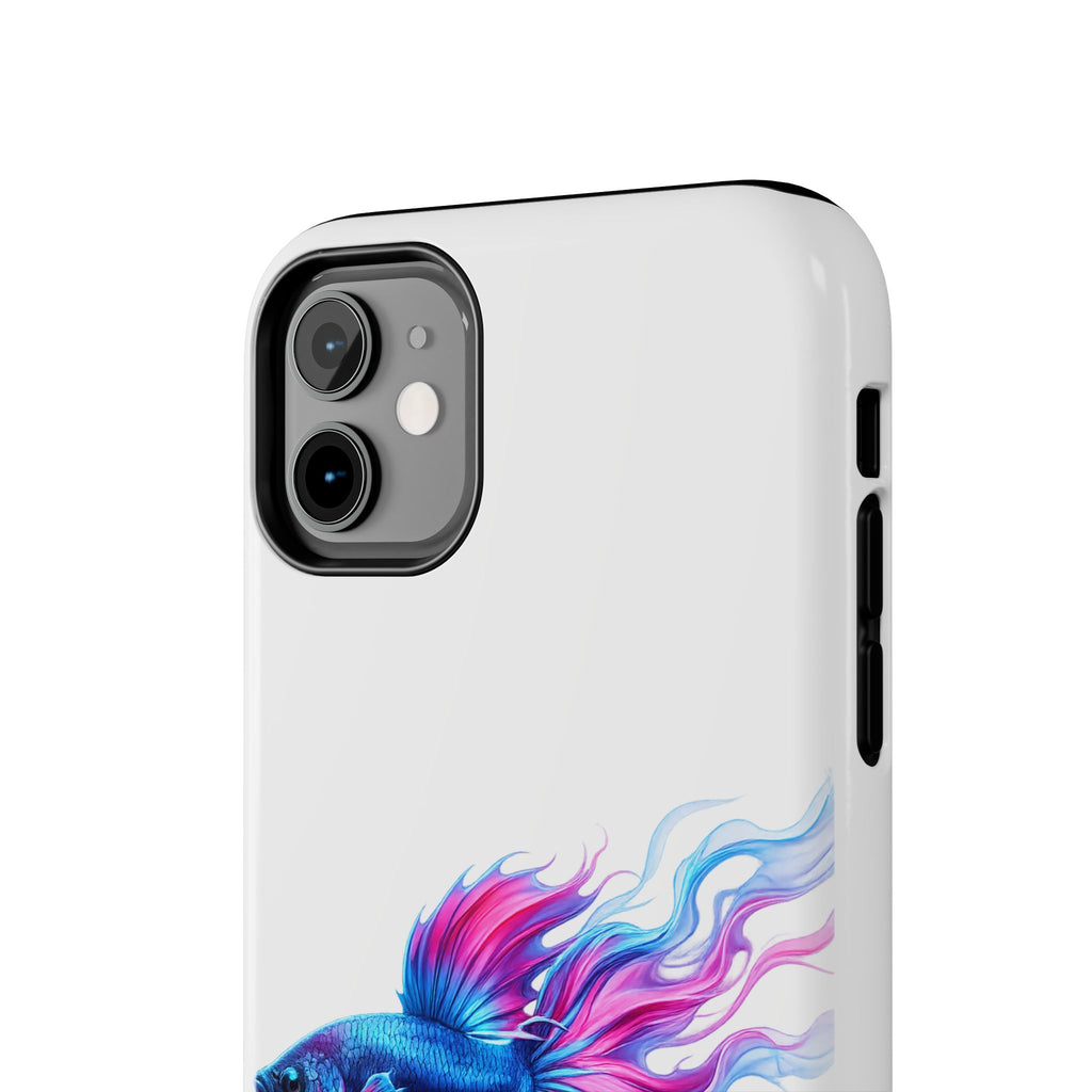 Betta Fish Tough Phone Case — Colorful Blue & Pink Aquarium Art