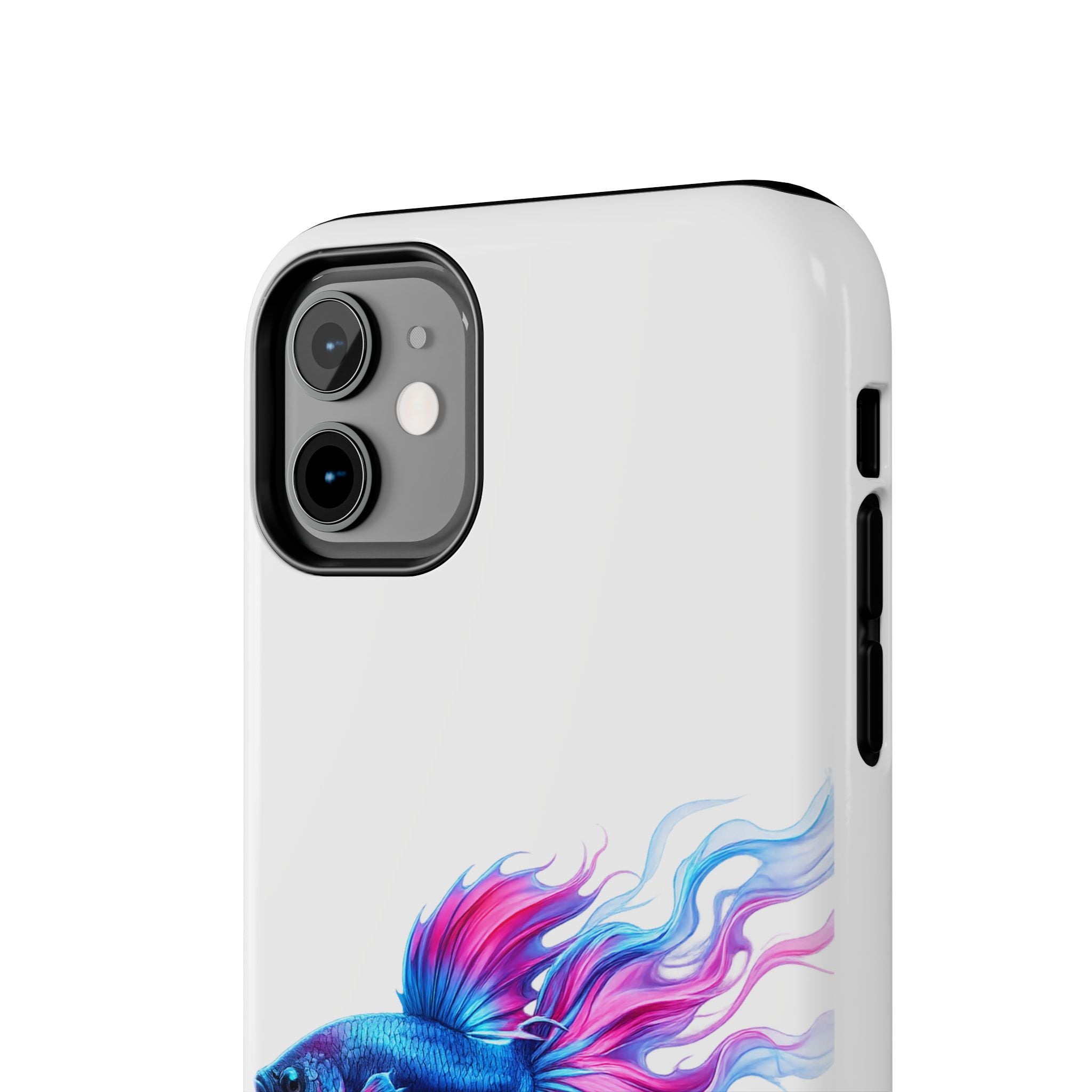 Betta Fish Tough Phone Case — Colorful Blue & Pink Aquarium Art