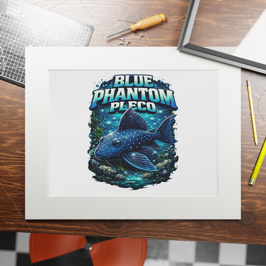 Blue Phantom Pleco Fine Art Print (Passepartout Frame)