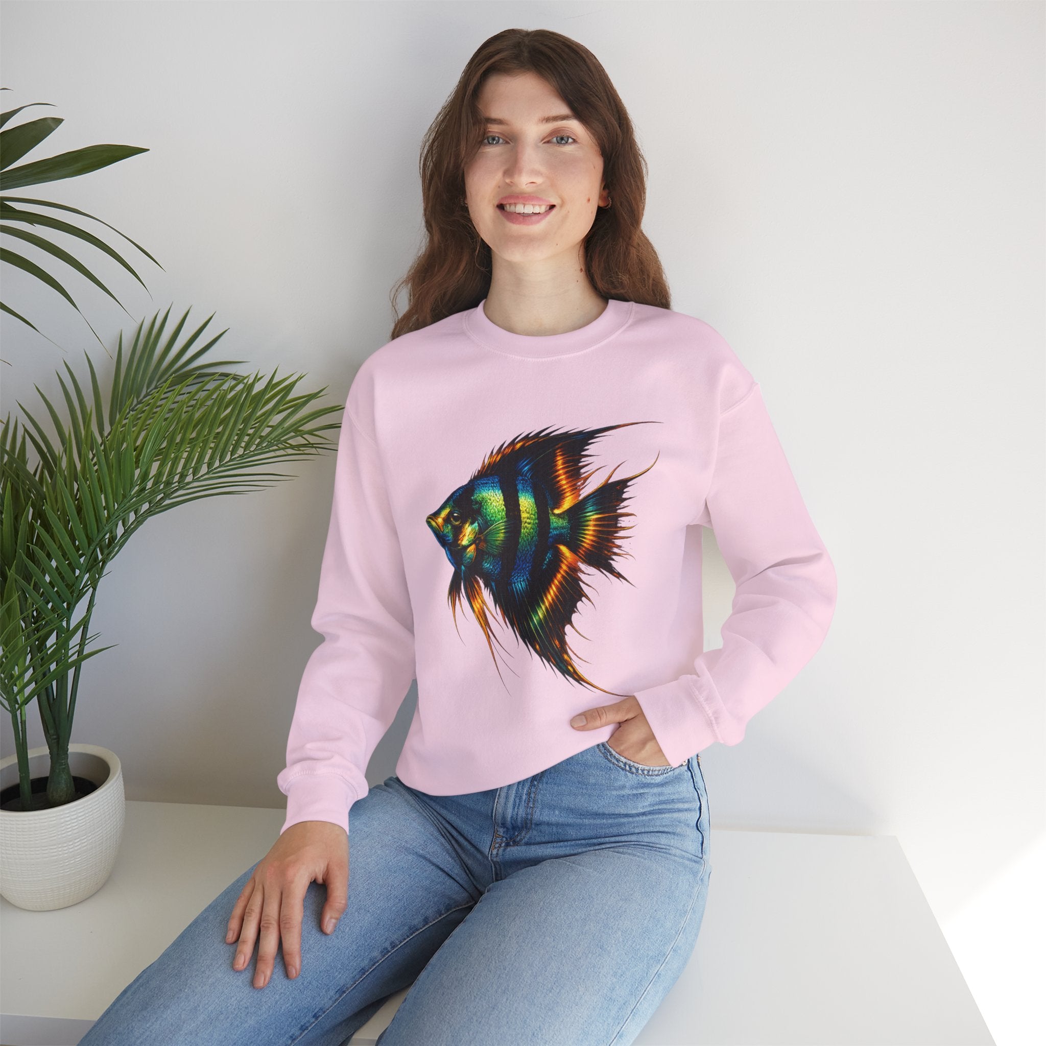 Angelfish Graphic Sweatshirt — Colorful Tropical Fish Crewneck