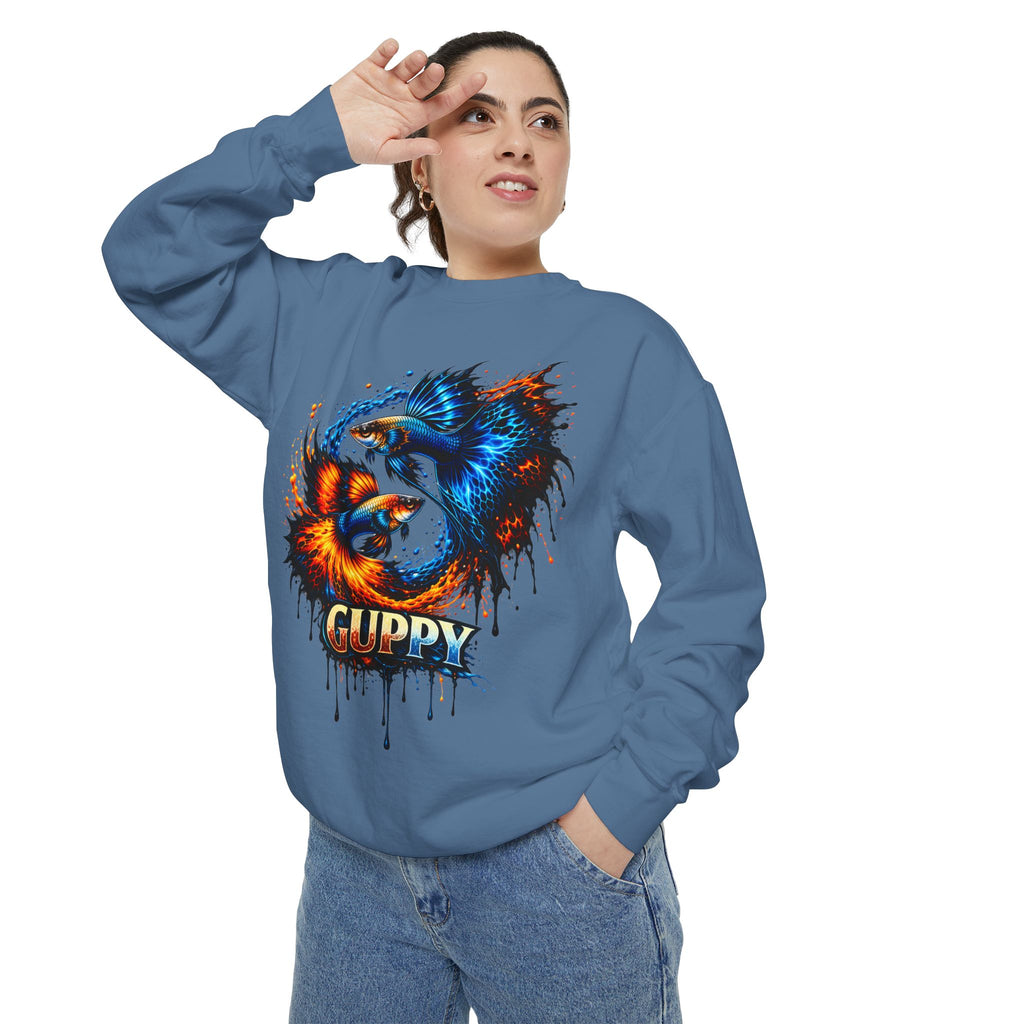 Fire & Ice Guppy – Premium "Neon Flare" Garment-Dyed Sweatshirt