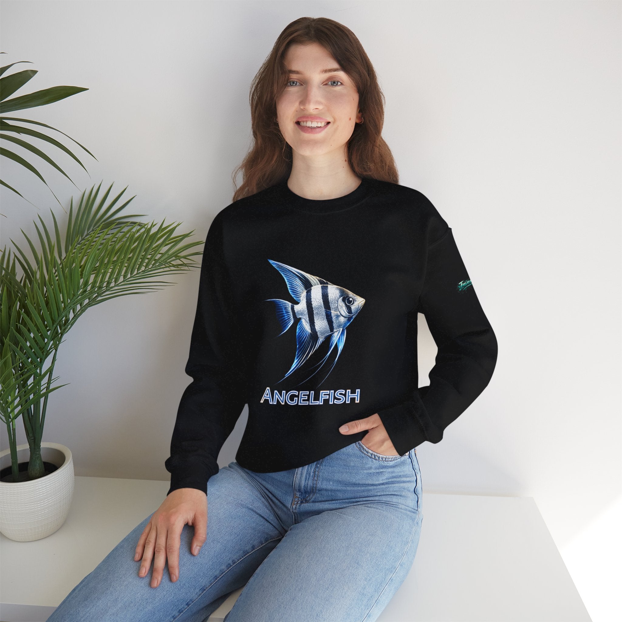 Angelfish Crewneck Sweatshirt — Blue Tropical Fish Graphic