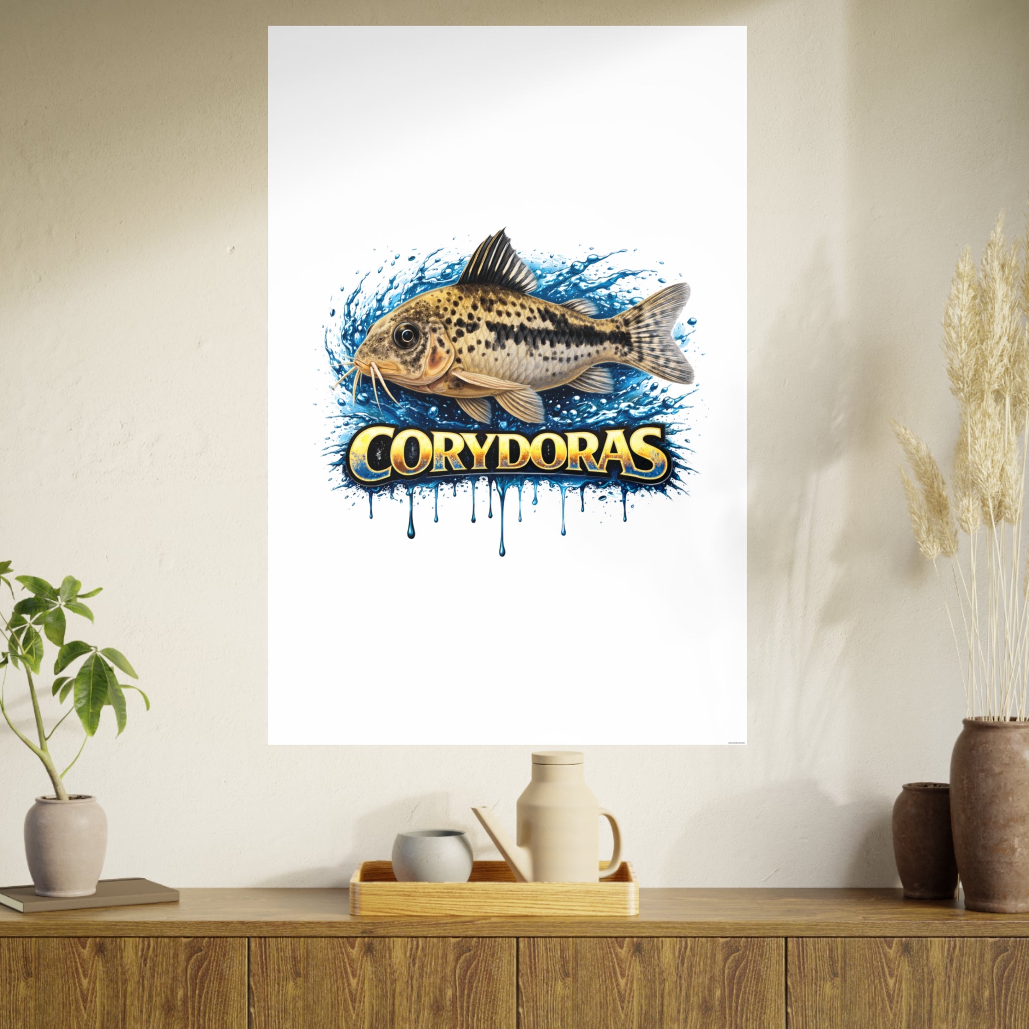Peppered Corydoras Fish Art Poster — Vibrant Aquarium Print