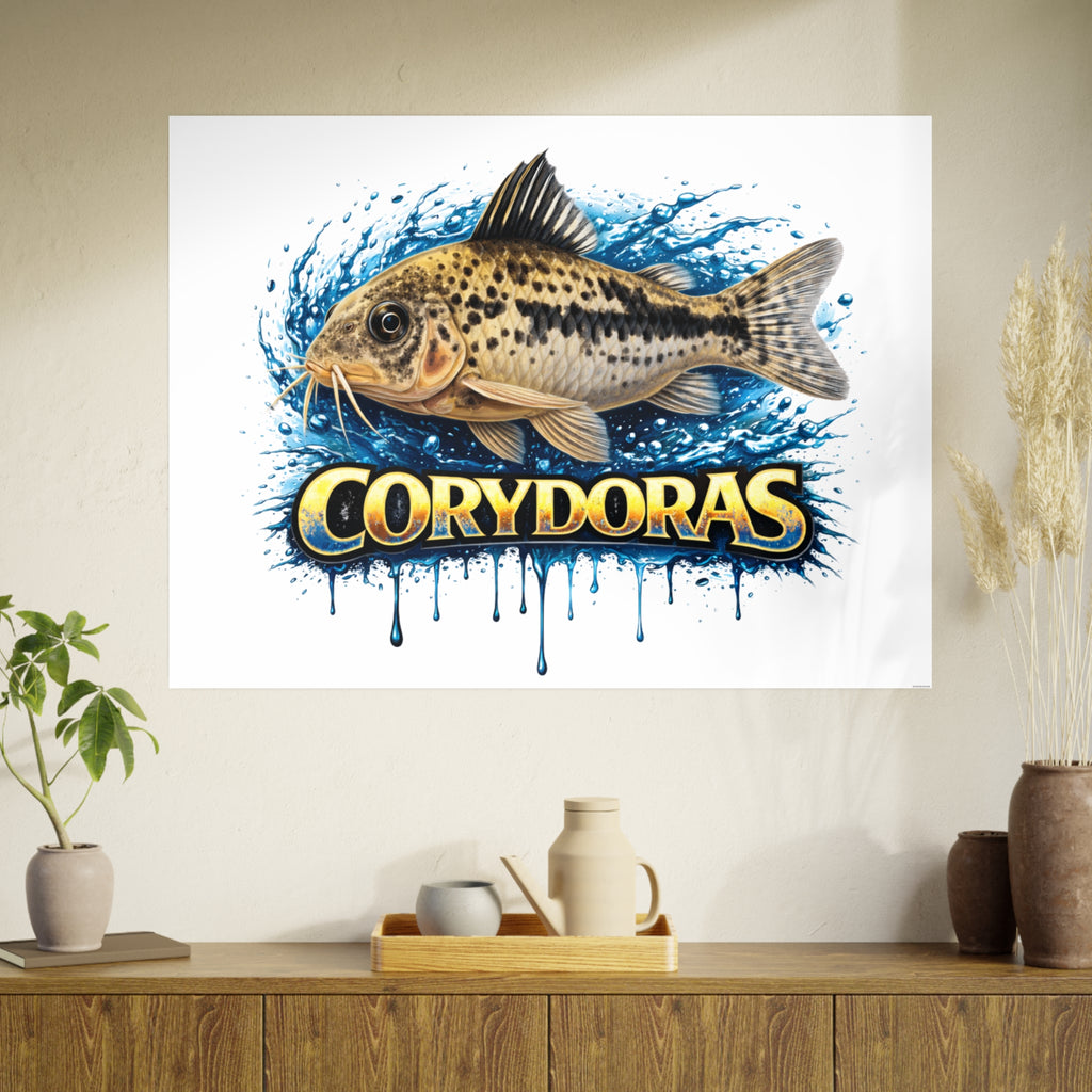 Peppered Corydoras Fish Art Poster — Vibrant Aquarium Print
