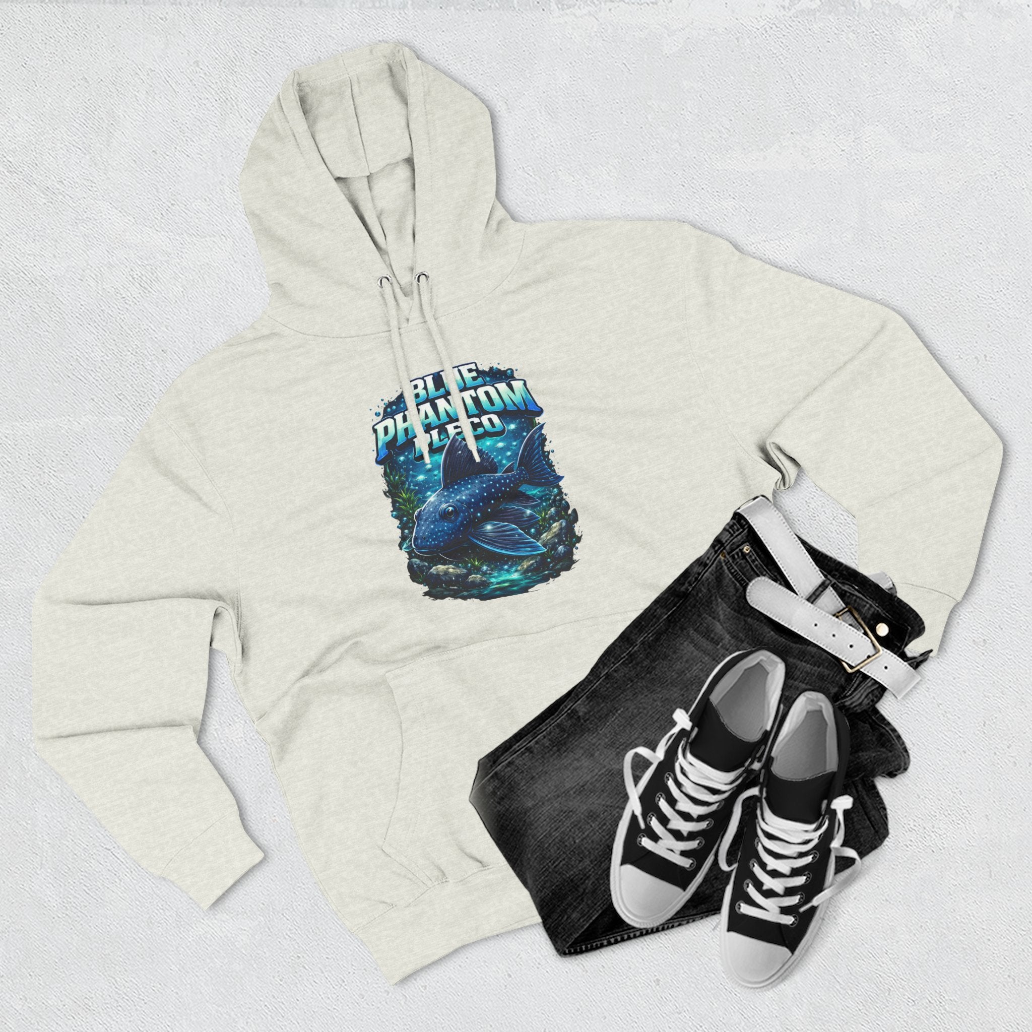 Blue Phantom Pleco L128 Hoodies | Premium Fish Keeper Streetwear | Inverness Ink