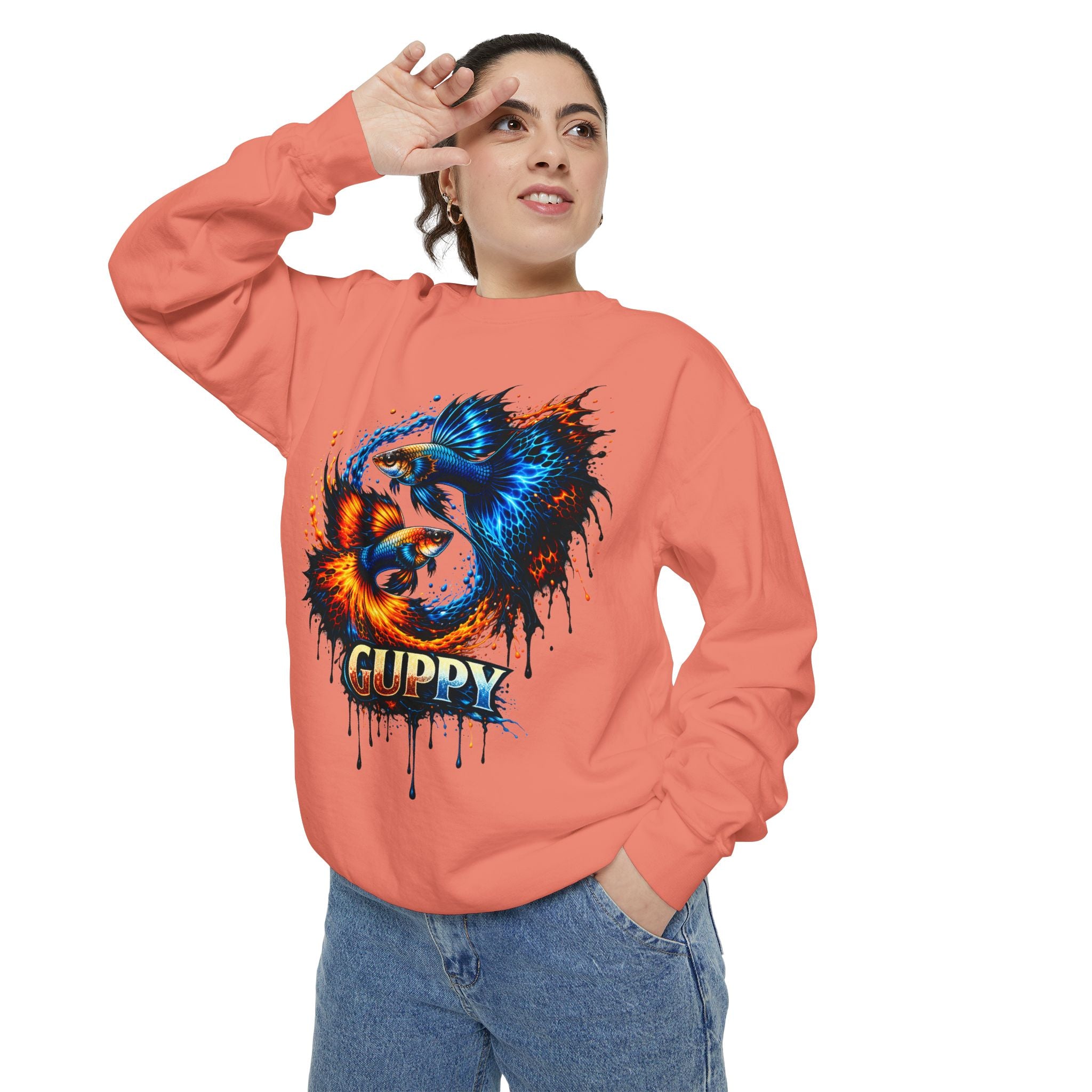 Fire & Ice Guppy – Premium "Neon Flare" Garment-Dyed Sweatshirt