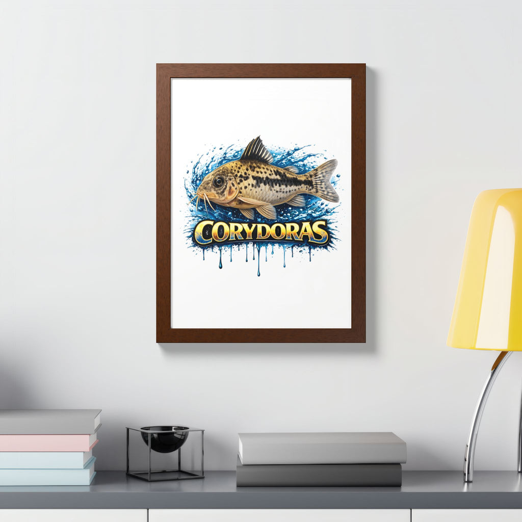 Corydoras Fish Framed Poster — Colorful Aquarium Art Print