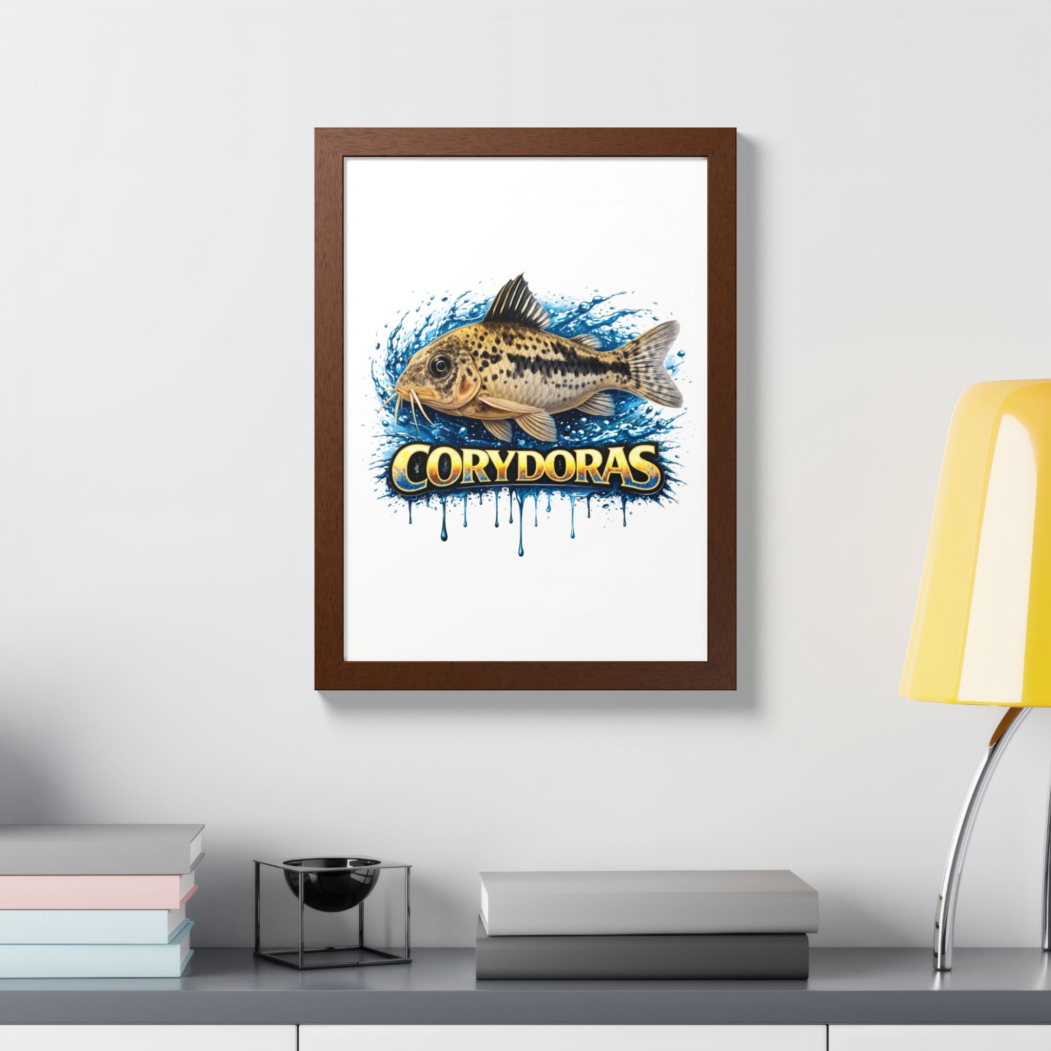 Corydoras Fish Framed Poster — Colorful Aquarium Art Print