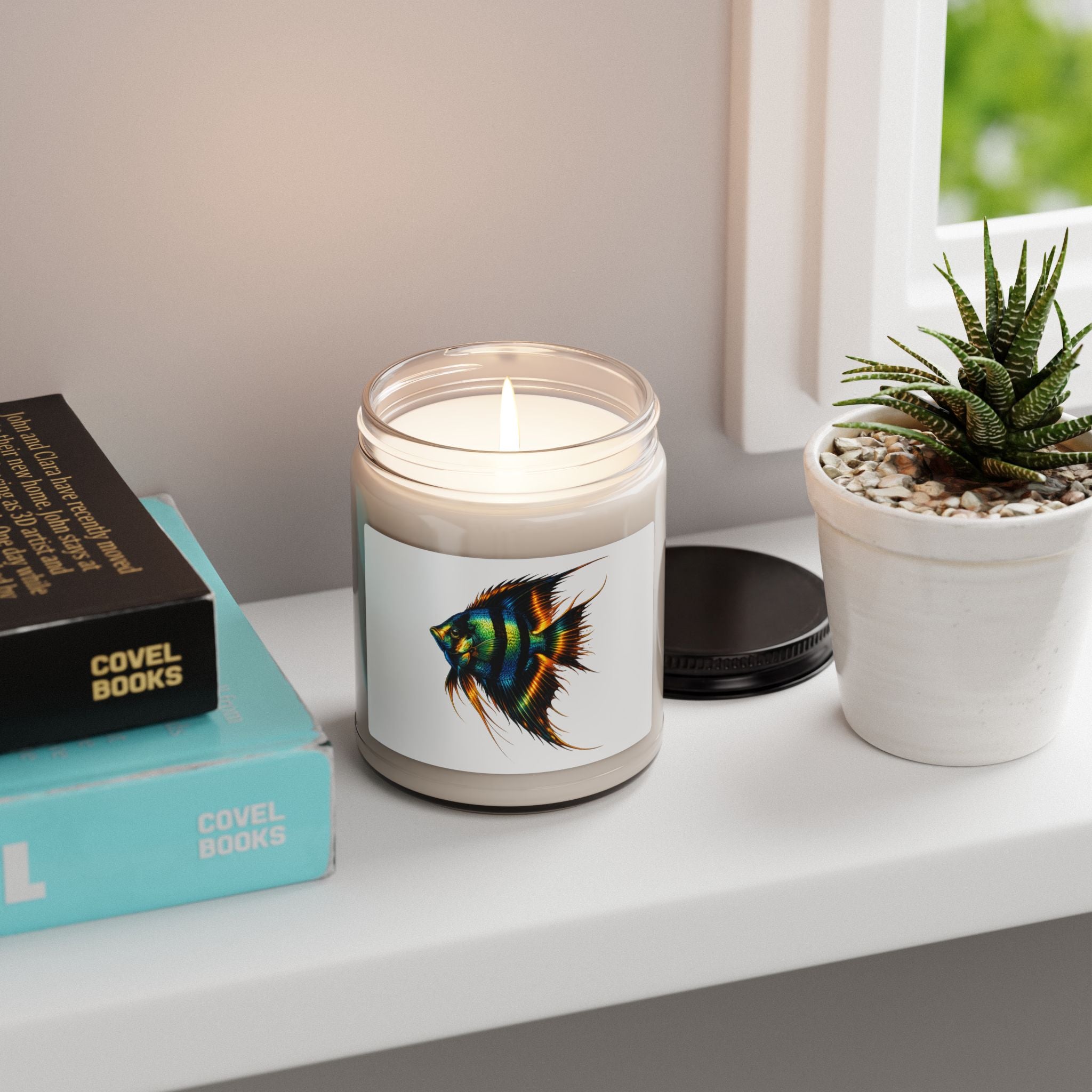 Angelfish Art Soy Candle — 9oz Scented Jar Candle