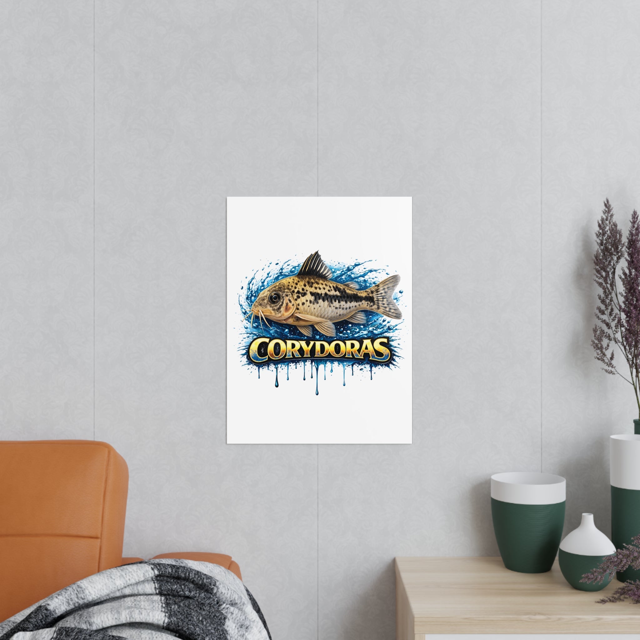 Peppered Cory Photopaper Poster — Colorful Aquarium Catfish Art Print