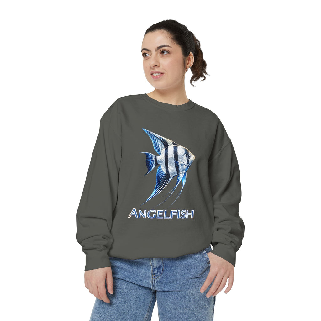 Angelfish Graphic Sweatshirt — Blue Tropical Fish Crewneck