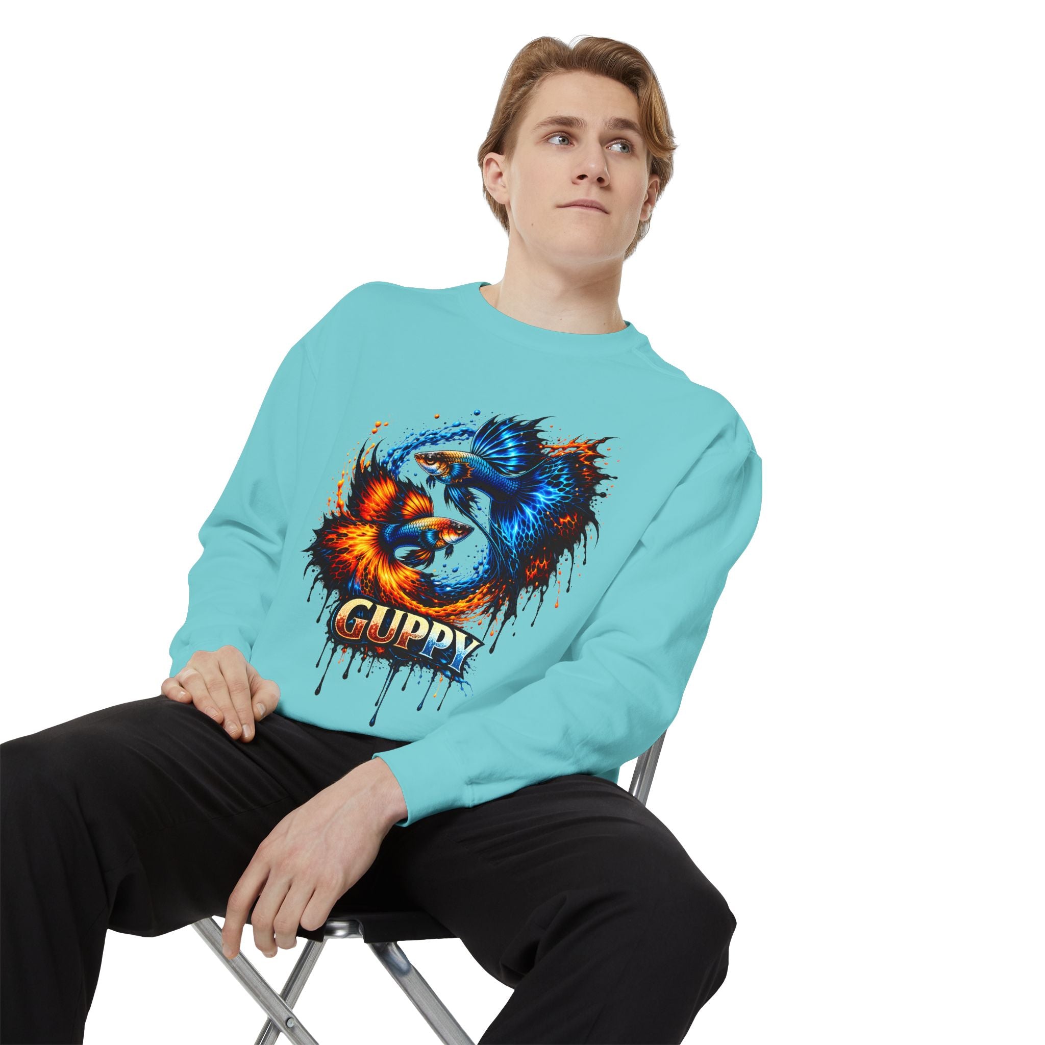 Fire & Ice Guppy – Premium "Neon Flare" Garment-Dyed Sweatshirt