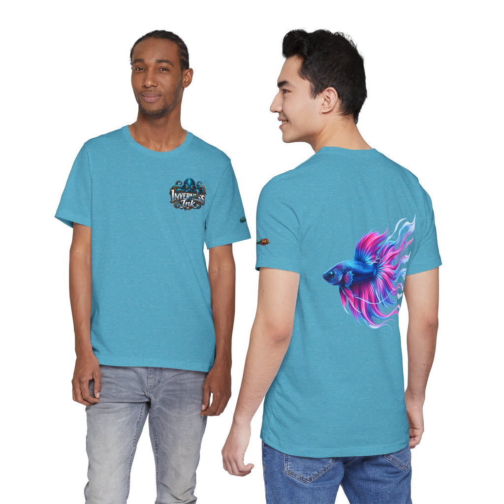 Betta Fish Graphic Tee — Vibrant Blue & Pink Aquatic Art T‑Shirt