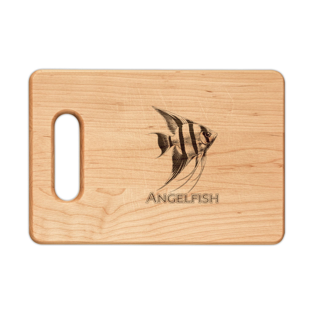 Engraved Angelfish Wooden Cutting Board — Personalized Kitchen Serving & Prep Board