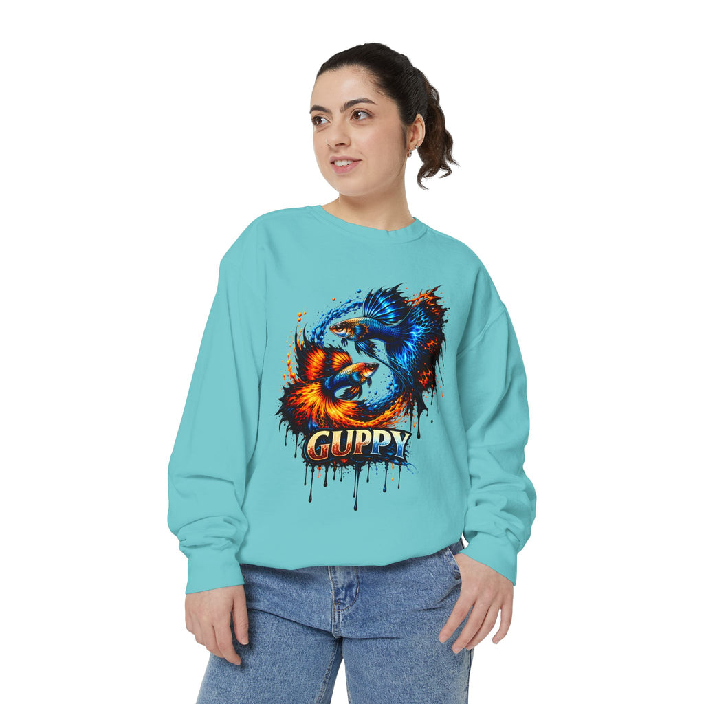 Fire & Ice Guppy – Premium "Neon Flare" Garment-Dyed Sweatshirt