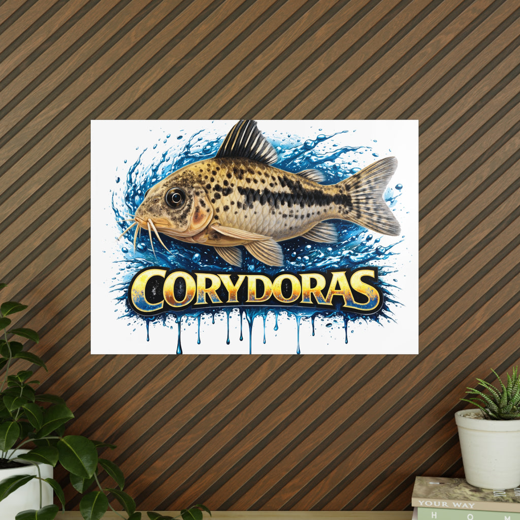 Peppered Cory Photopaper Poster — Colorful Aquarium Catfish Art Print