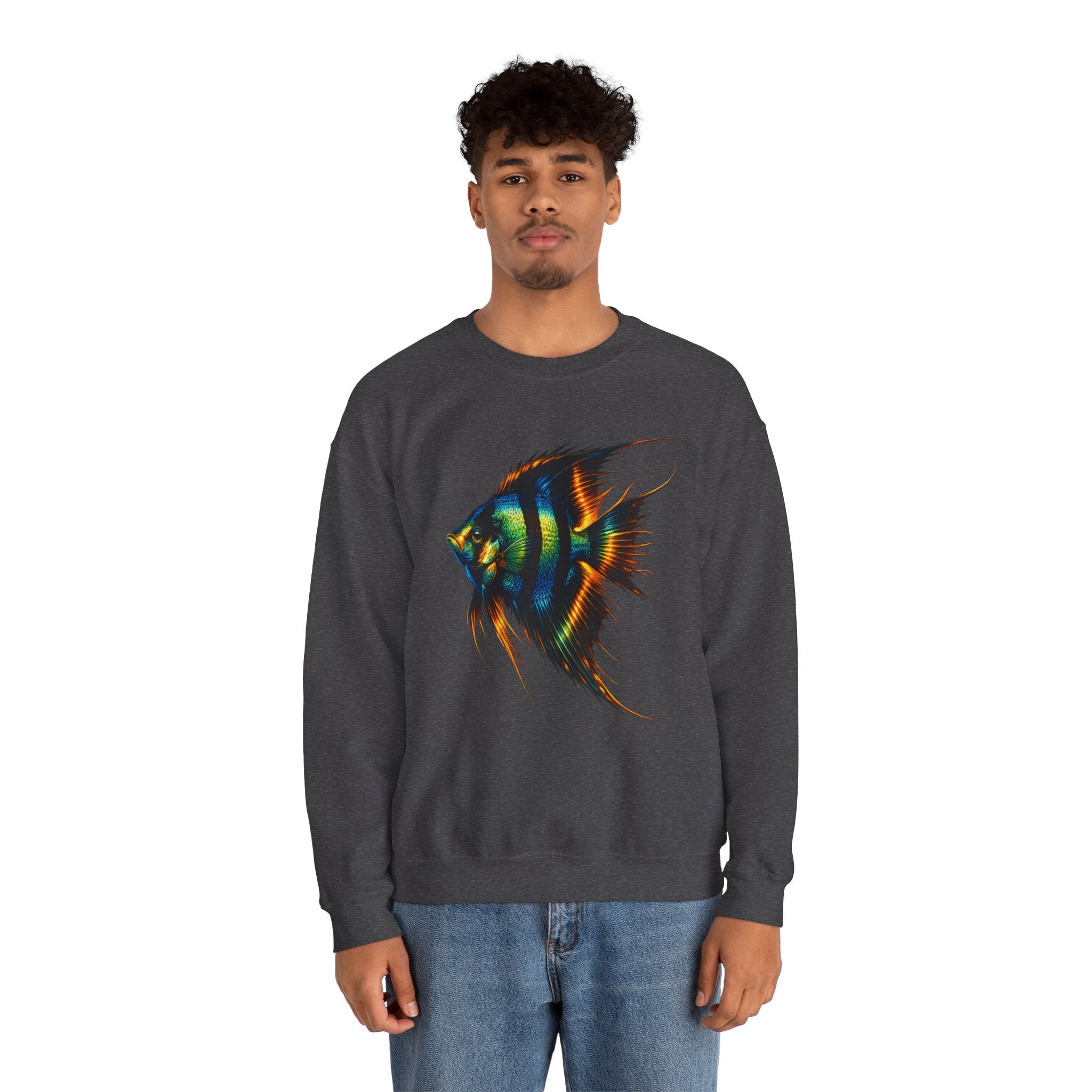 Angelfish Graphic Sweatshirt — Colorful Tropical Fish Crewneck