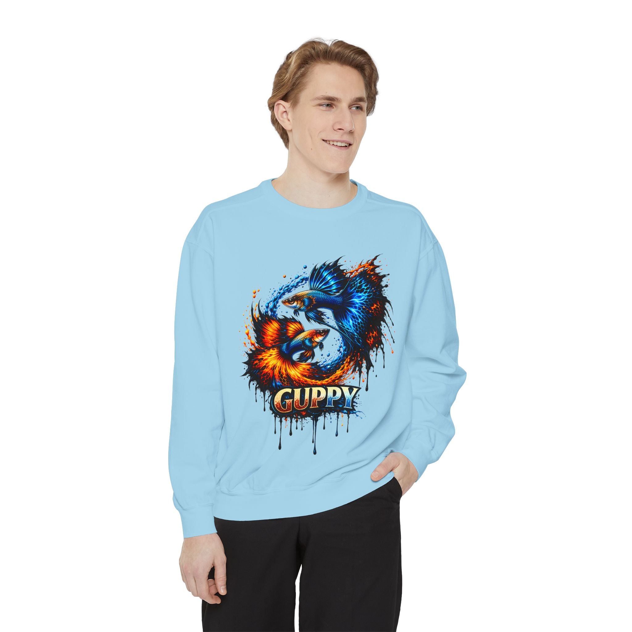 Fire & Ice Guppy – Premium "Neon Flare" Garment-Dyed Sweatshirt
