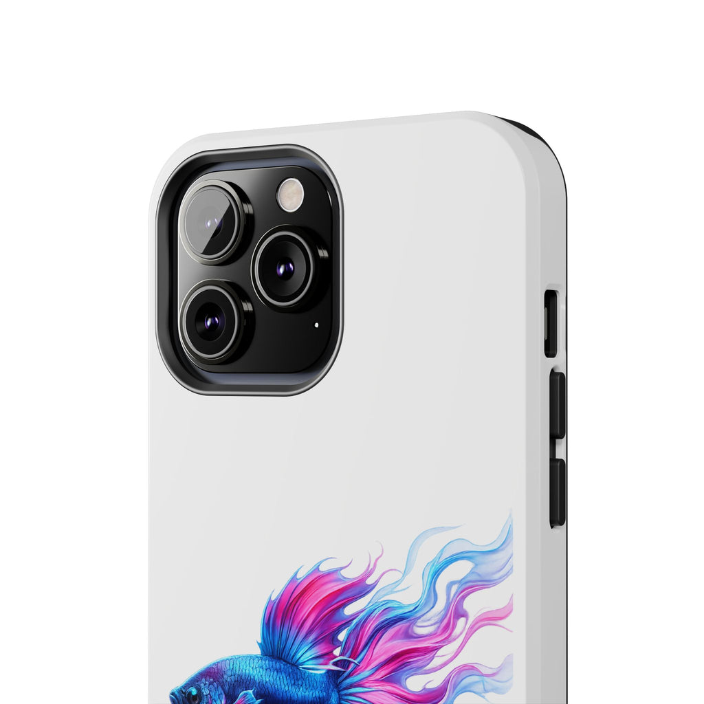 Betta Fish Tough Phone Case — Colorful Blue & Pink Aquarium Art