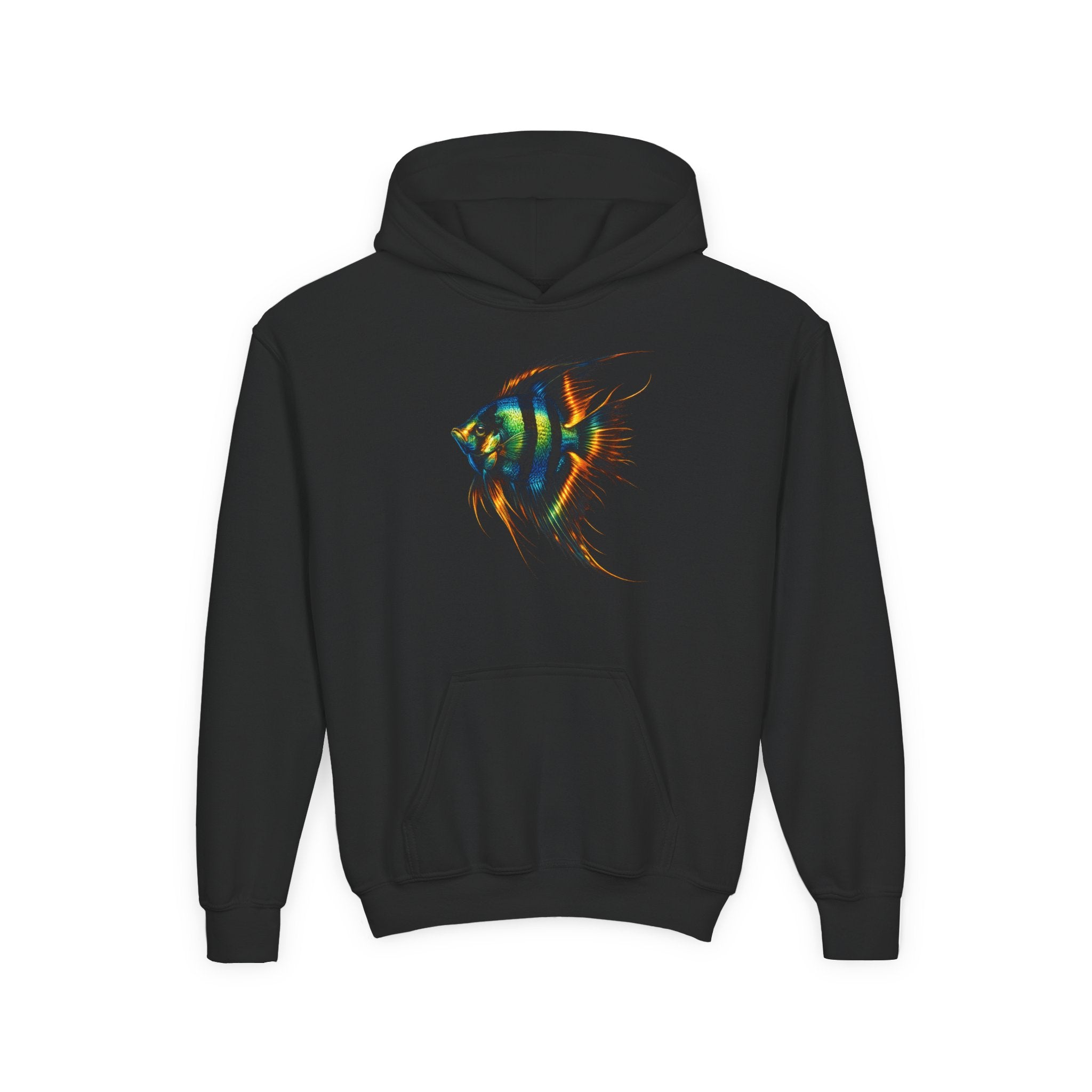 Youth Angelfish Hoodie - Colorful Aquarium Fish Graphic Sweatshirt