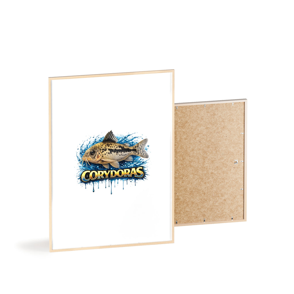 Peppered Corydoras Fish Poster with Wooden Frame — Aquarium Wall Art