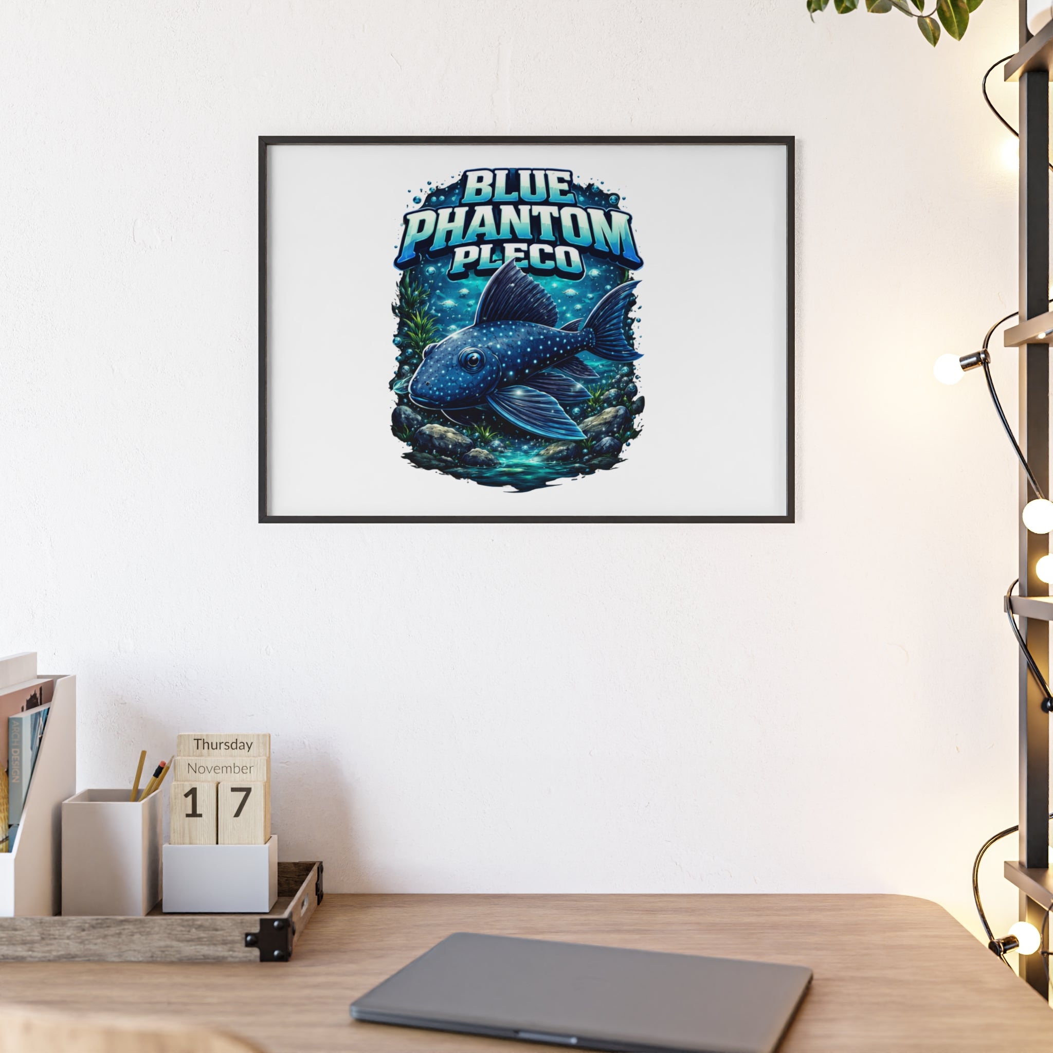 Blue Phantom Pleco Poster — Framed Aquarium Fish Wall Art