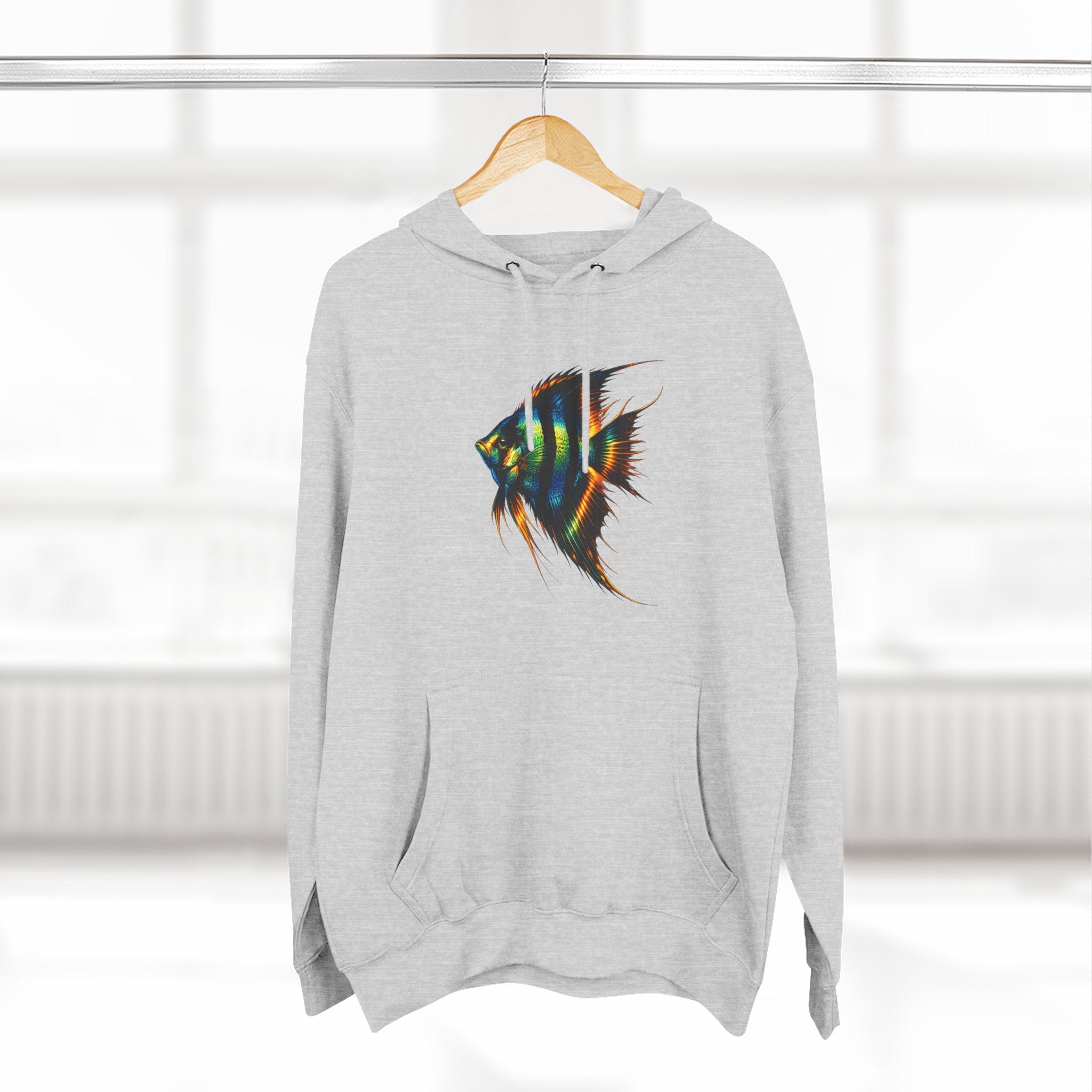 Angelfish Watercolor Hoodie – Colorful Aquarium Fish Graphic Fleece Pullover