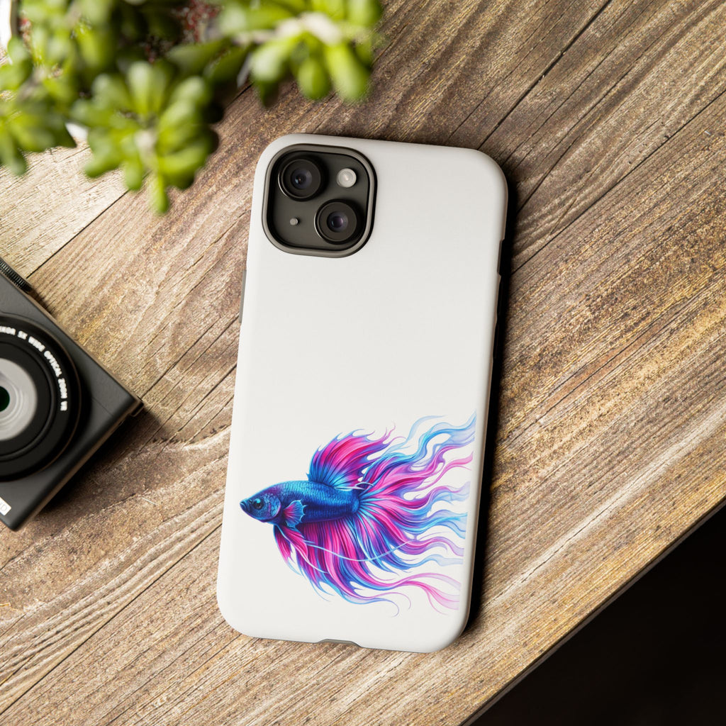 Betta Fish Tough Phone Case — Colorful Watercolor Fish Protective Cover