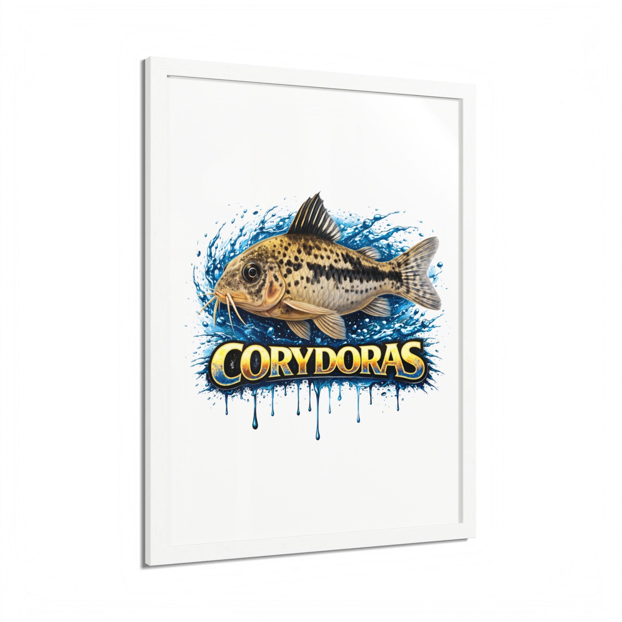 Corydoras Fish Framed Poster — Colorful Aquarium Art Print