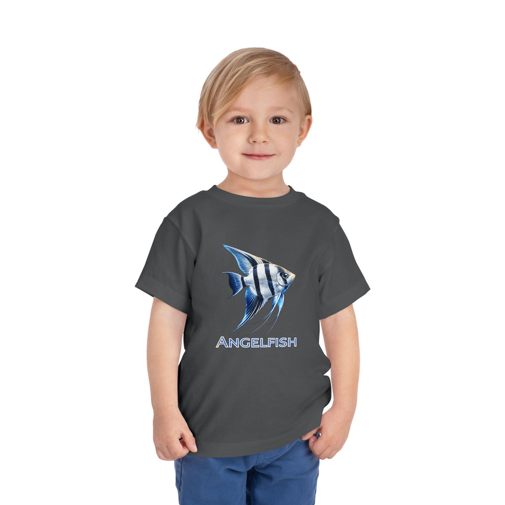 Angelfish Toddler Tee – Blue Aquarium Fish Graphic Shirt