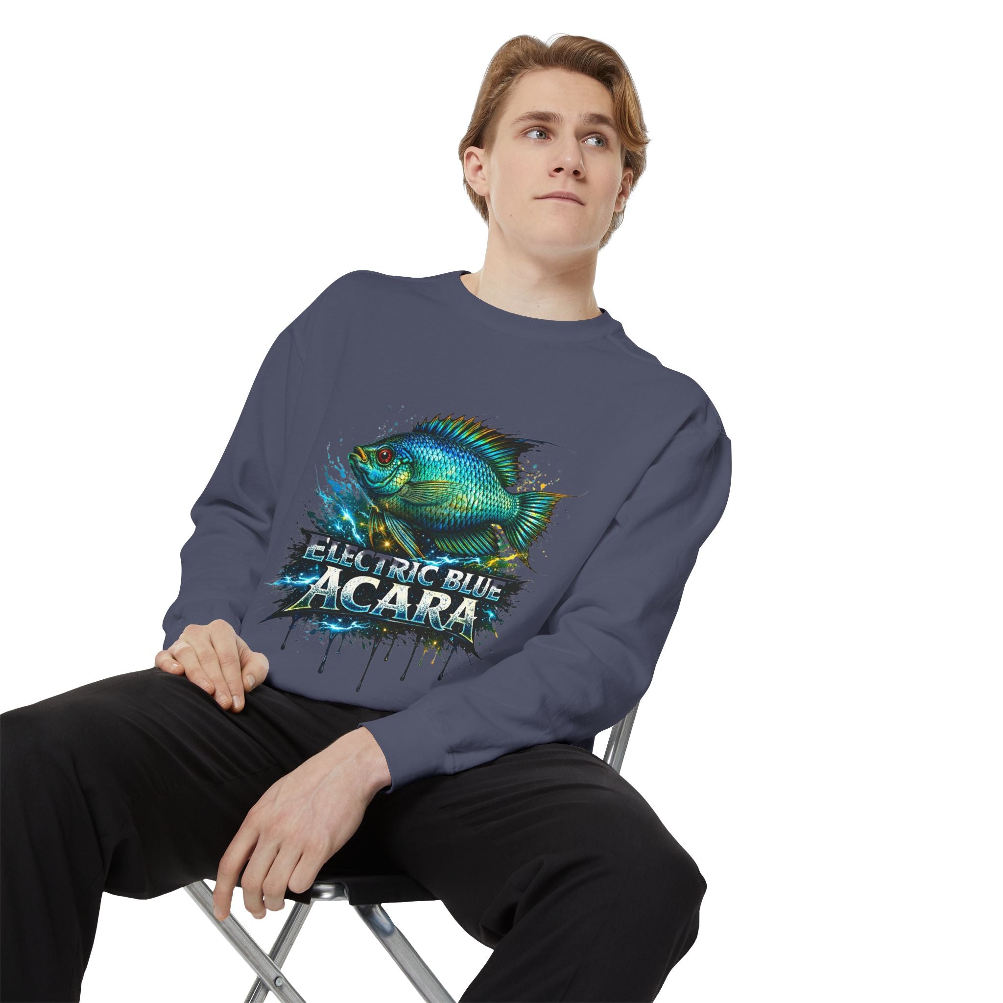 Electric Blue Acara – Garment-Dyed Premium Sweatshirt