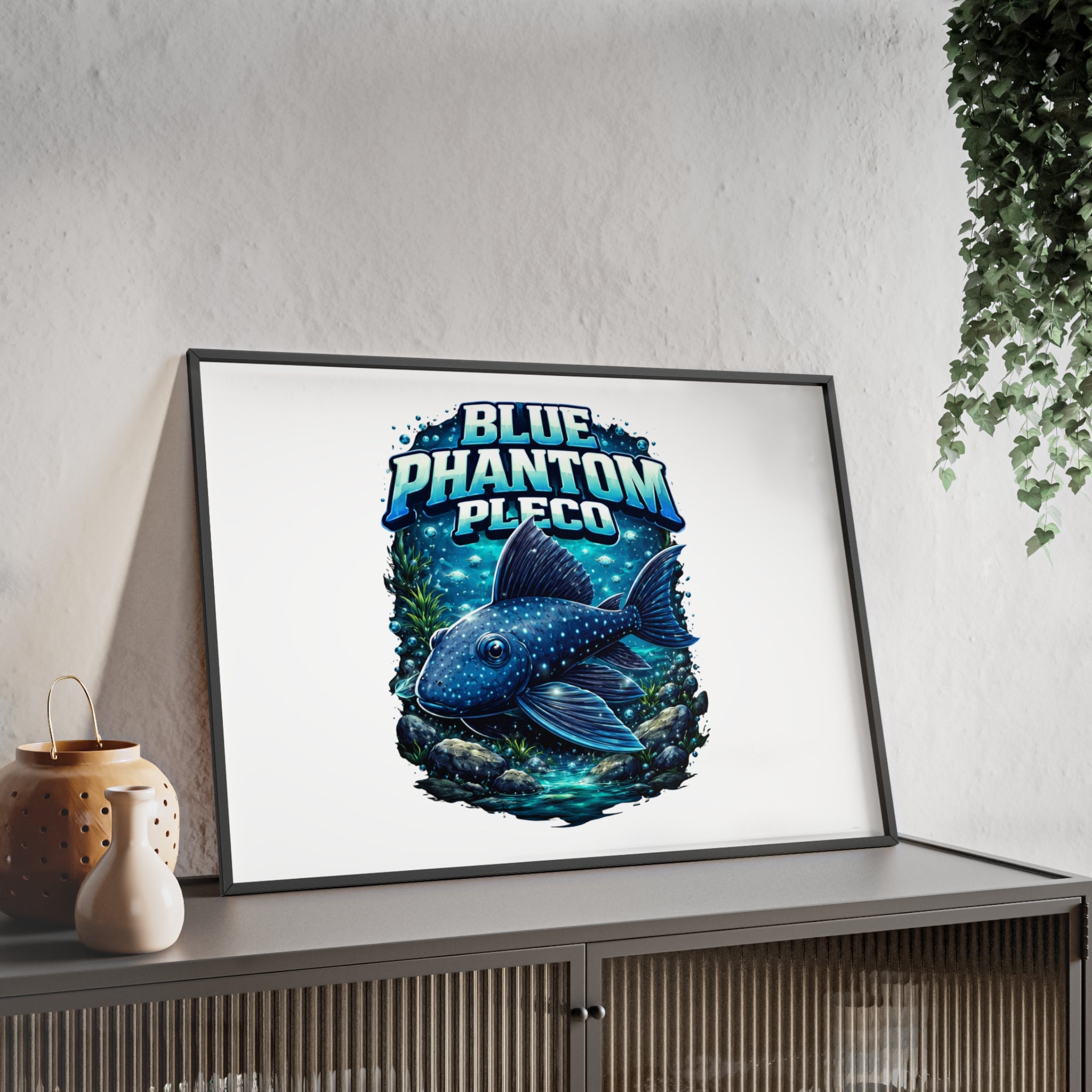 Blue Phantom Pleco Poster — Framed Aquarium Fish Wall Art