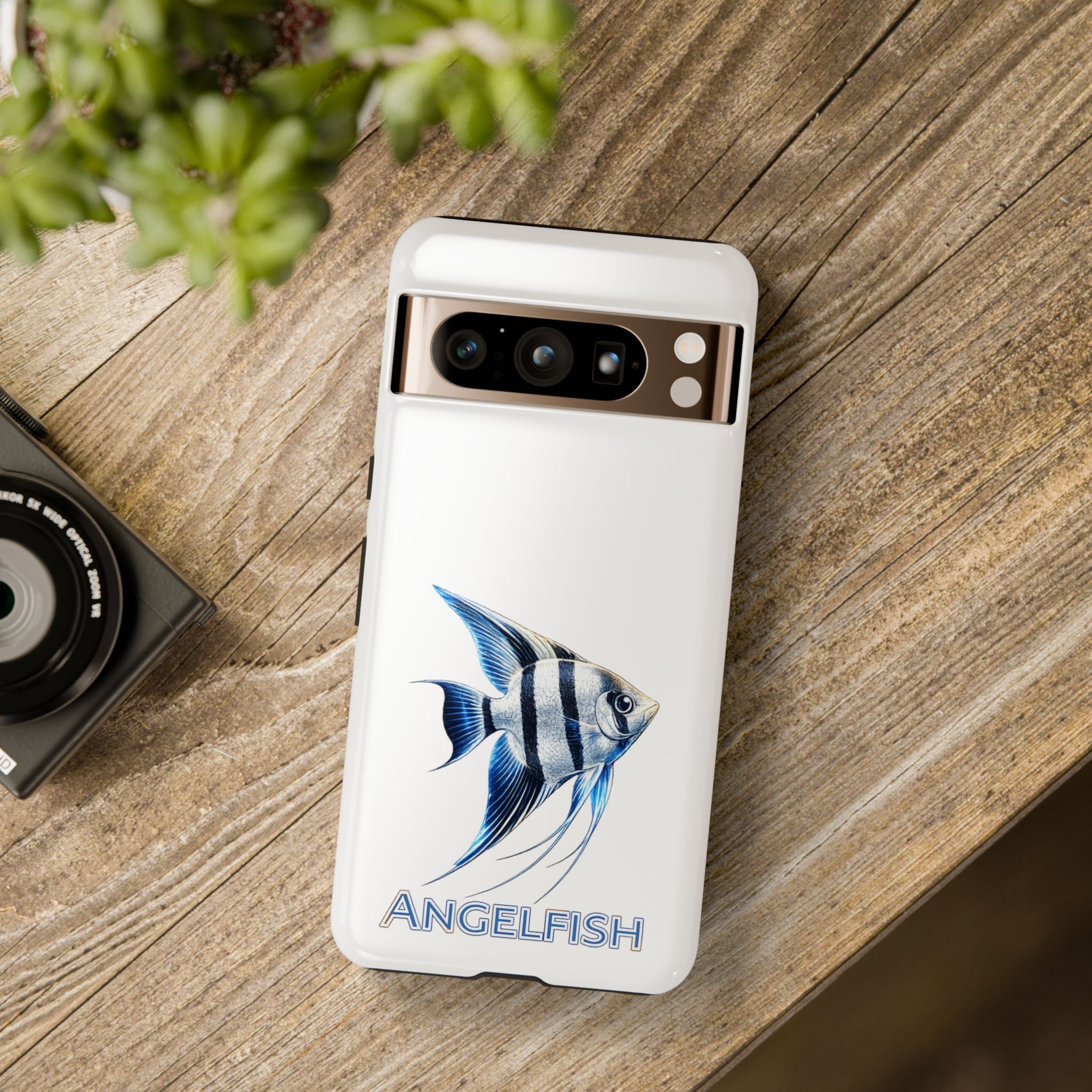 Angelfish Tough Phone Case – Durable Protective Case with Blue Tropical Fish Design