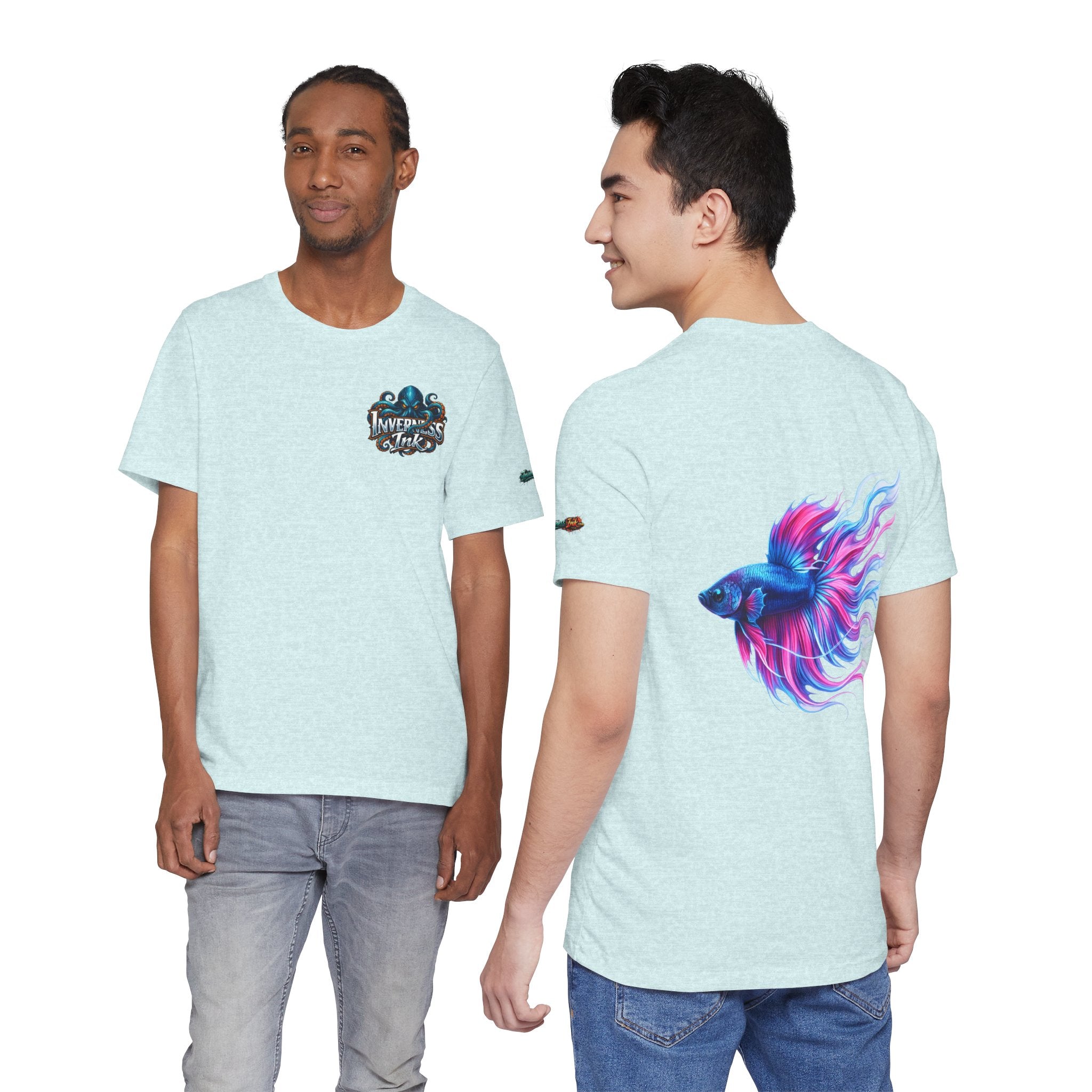 Betta Fish Graphic Tee — Vibrant Blue & Pink Aquatic Art T‑Shirt