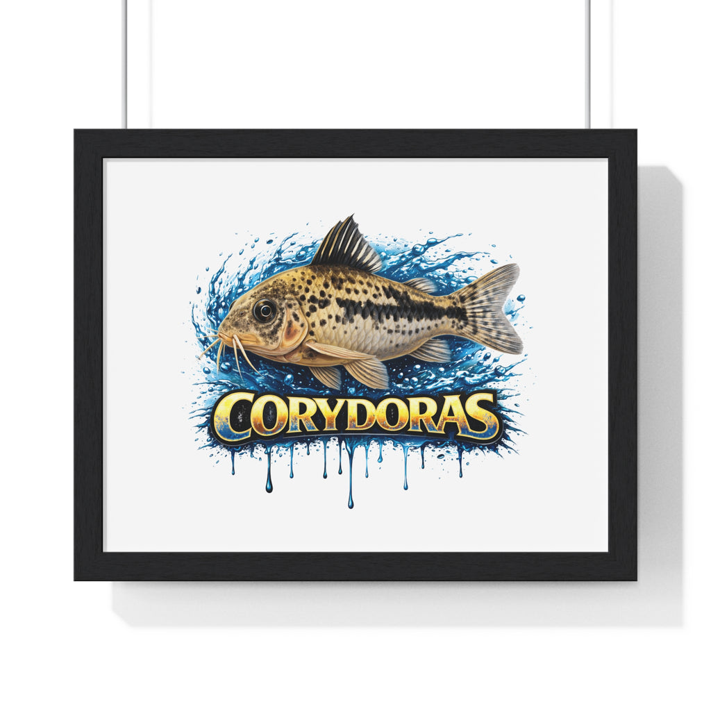 Peppered Corydoras Fish Framed Poster — Aquarium Wall Art