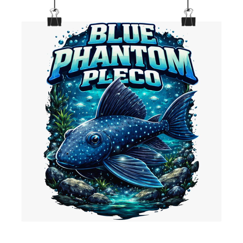Blue Phantom Pleco Poster — Matte Vertical Aquarium Fish Art Print