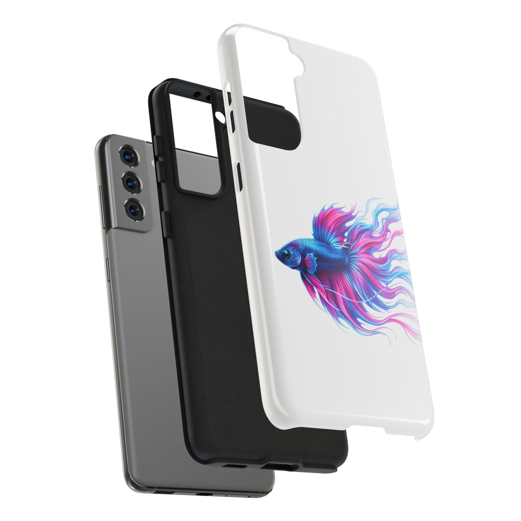 Betta Fish Tough Phone Case — Colorful Blue & Pink Aquarium Art