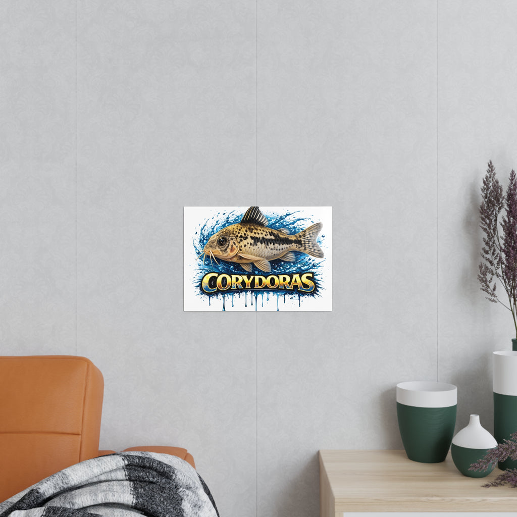 Peppered Cory Photopaper Poster — Colorful Aquarium Catfish Art Print