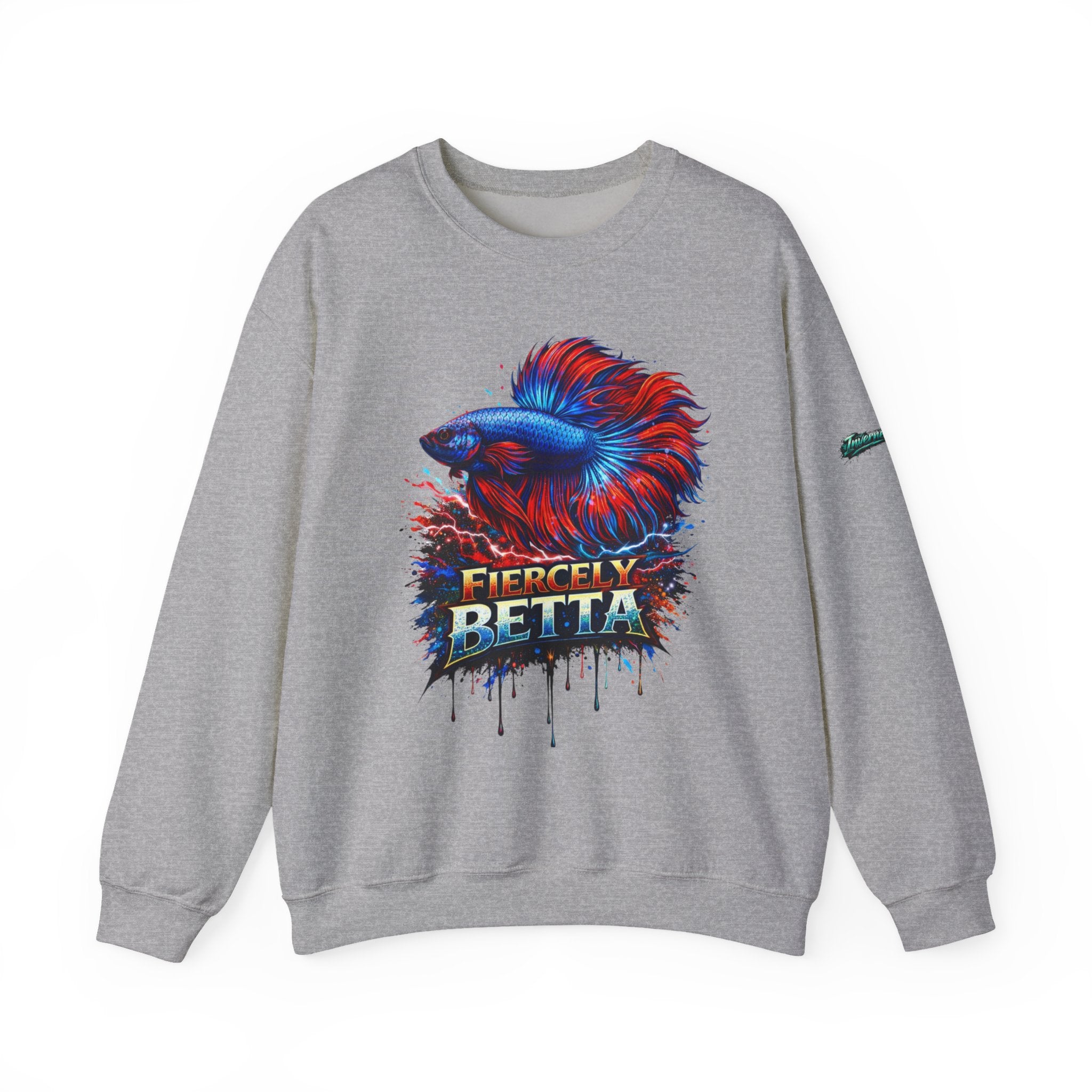 Betta Fish Crewneck Sweatshirt — "Fiercely Betta" Colorful Aquarium Graphic