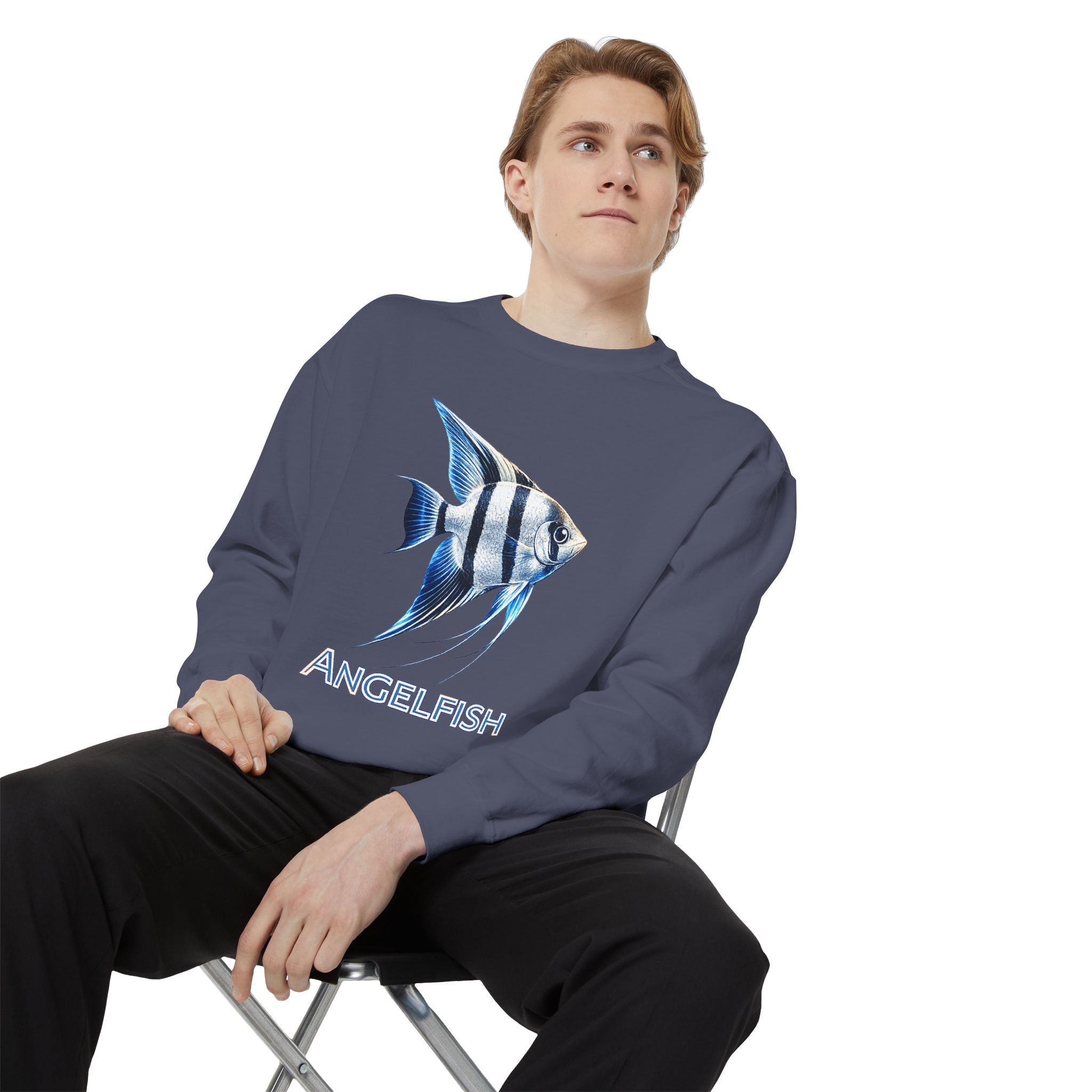 Angelfish Graphic Sweatshirt — Blue Tropical Fish Crewneck