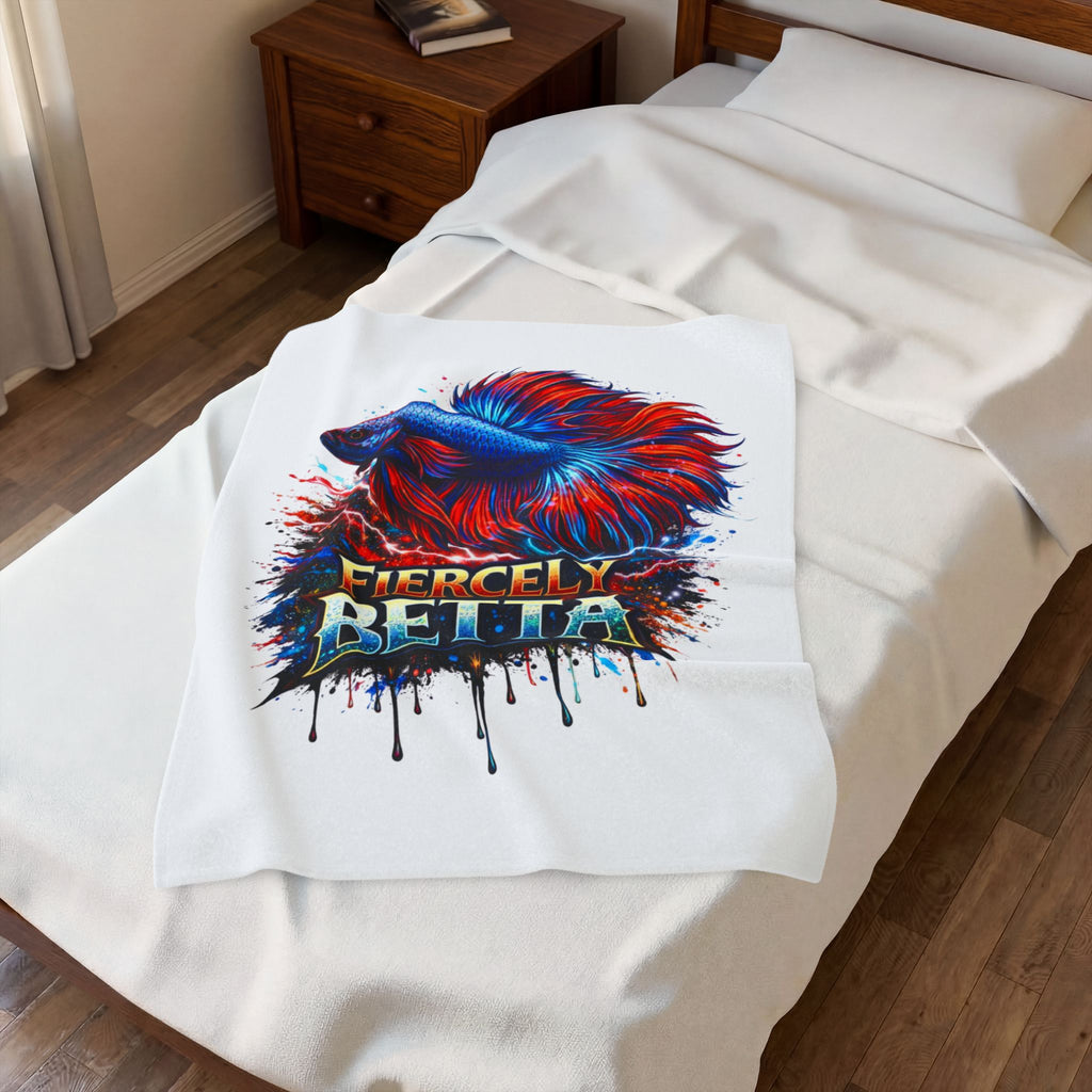Fiercely Betta Plush Blanket — Vibrant Betta Fish Throw for Fish Lovers