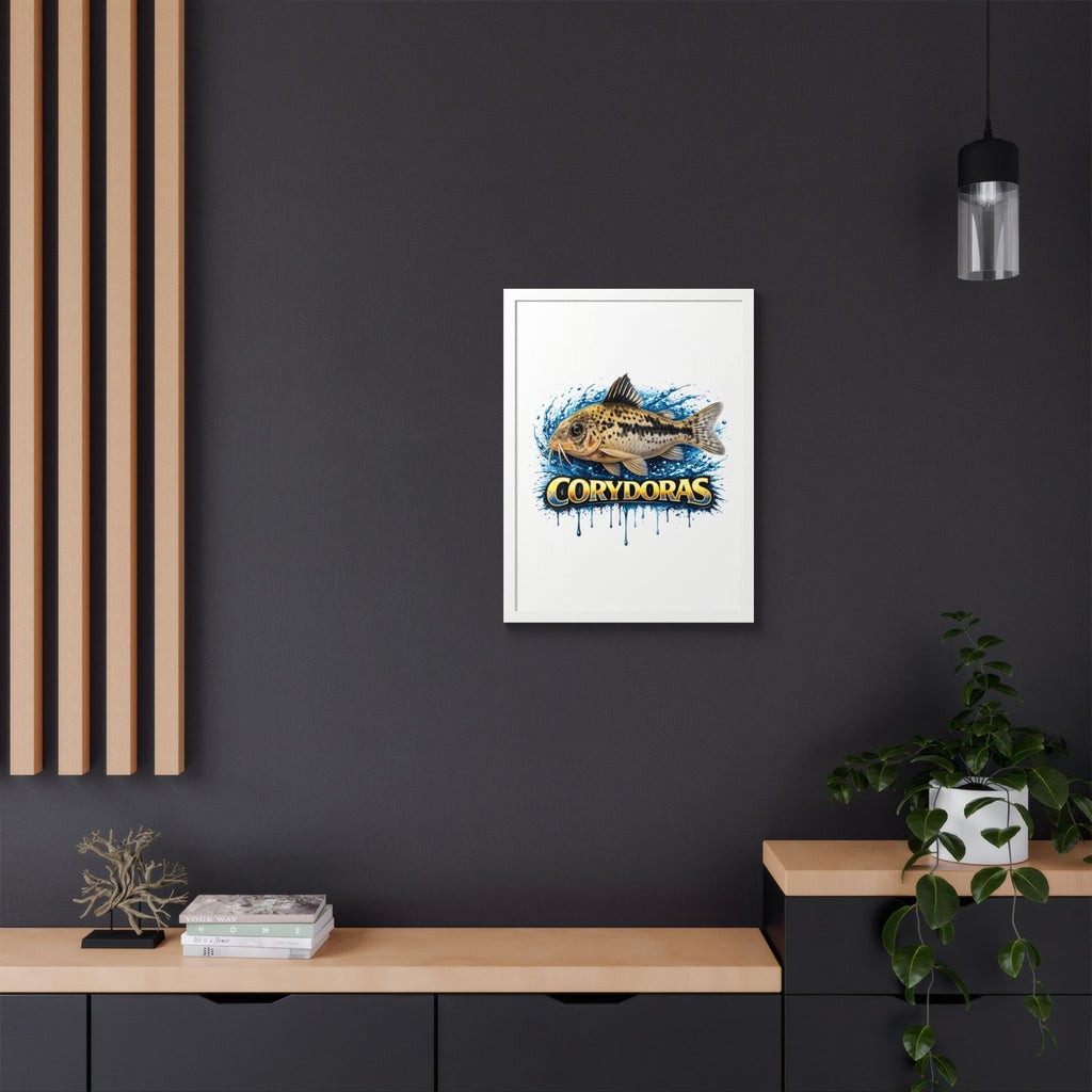 Corydoras Fish Framed Poster — Colorful Aquarium Art Print
