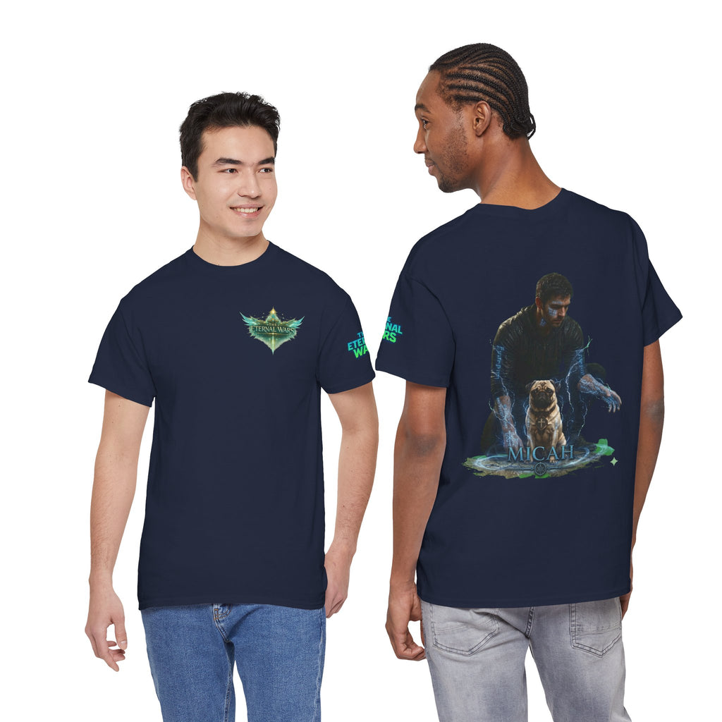 T-Shirt — Nature Warrior Graphic Tee with Man and Dog Illustration