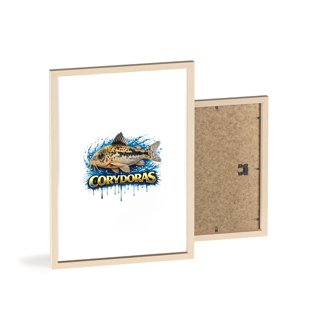 Peppered Corydoras Fish Poster with Wooden Frame — Aquarium Wall Art