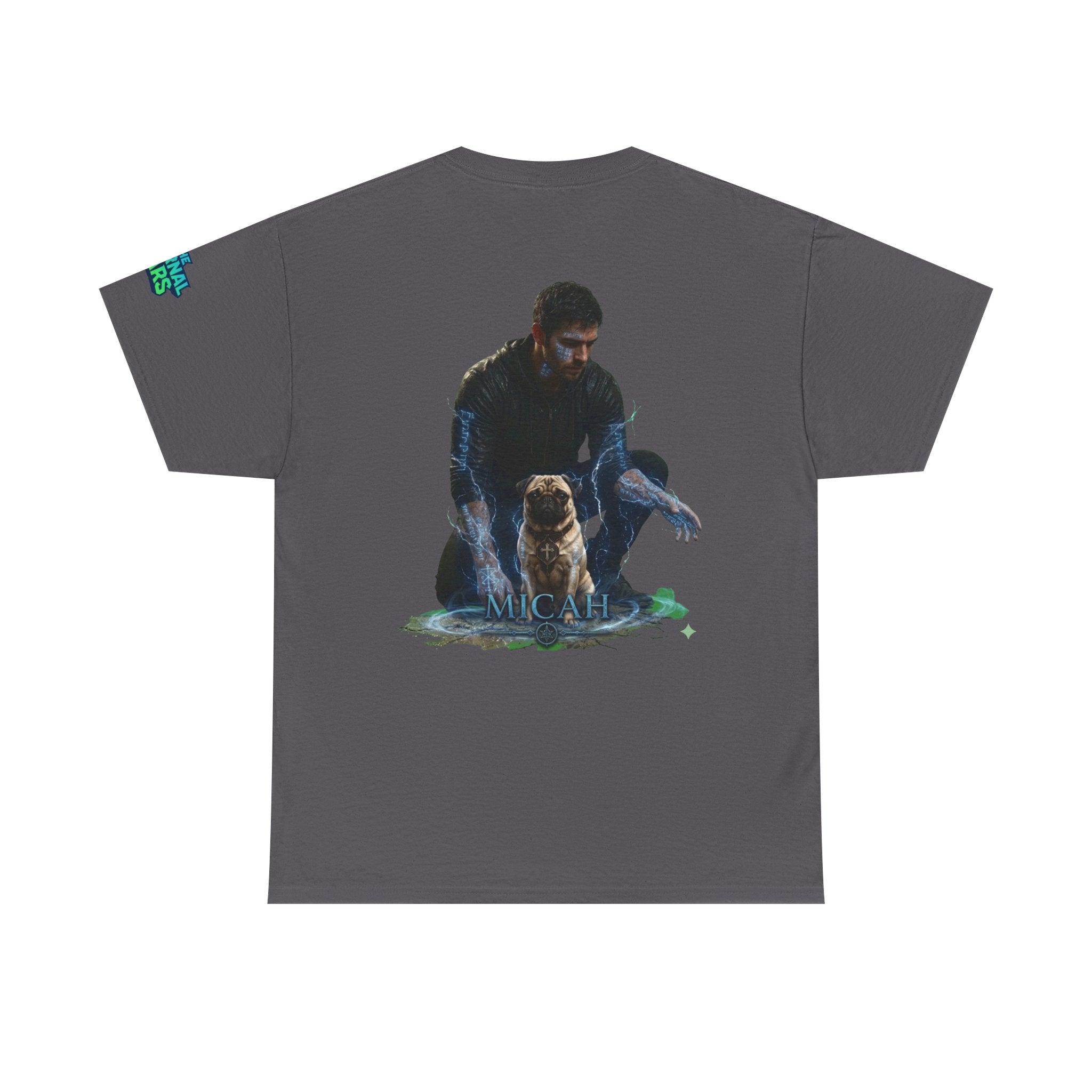 T-Shirt — Nature Warrior Graphic Tee with Man and Dog Illustration
